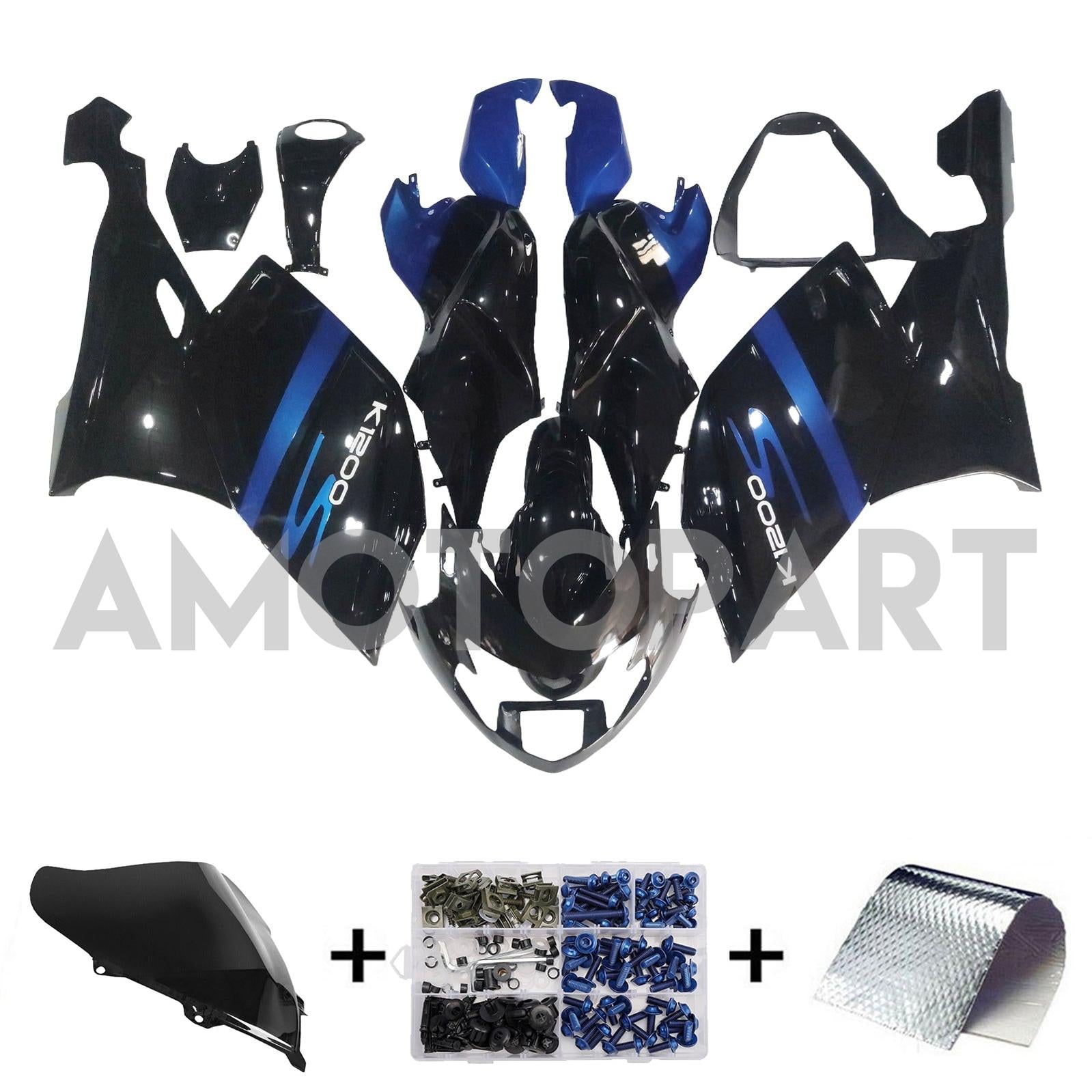 Amotopart BMW 2005-2010 K1200S Blue Black Fairing Kit