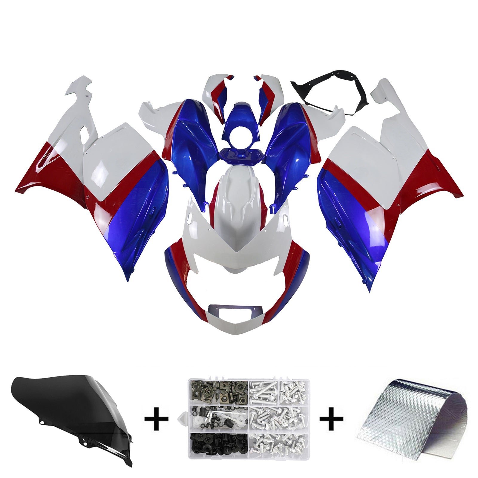 Amotopart 2005-2010 BMW K1200S Blue & Red Fairing Kit