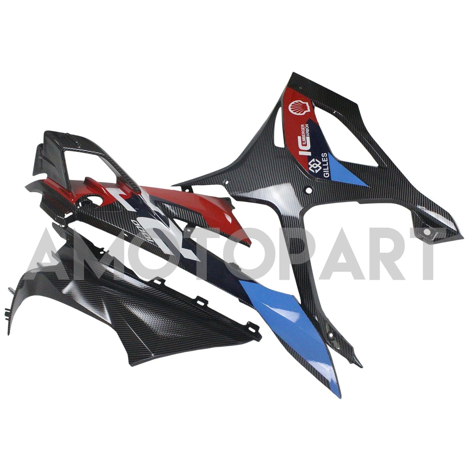 Amotopart 2023-2024 S1000RR BMW レッド&ブルー カーボンファイバー フェアリングキット