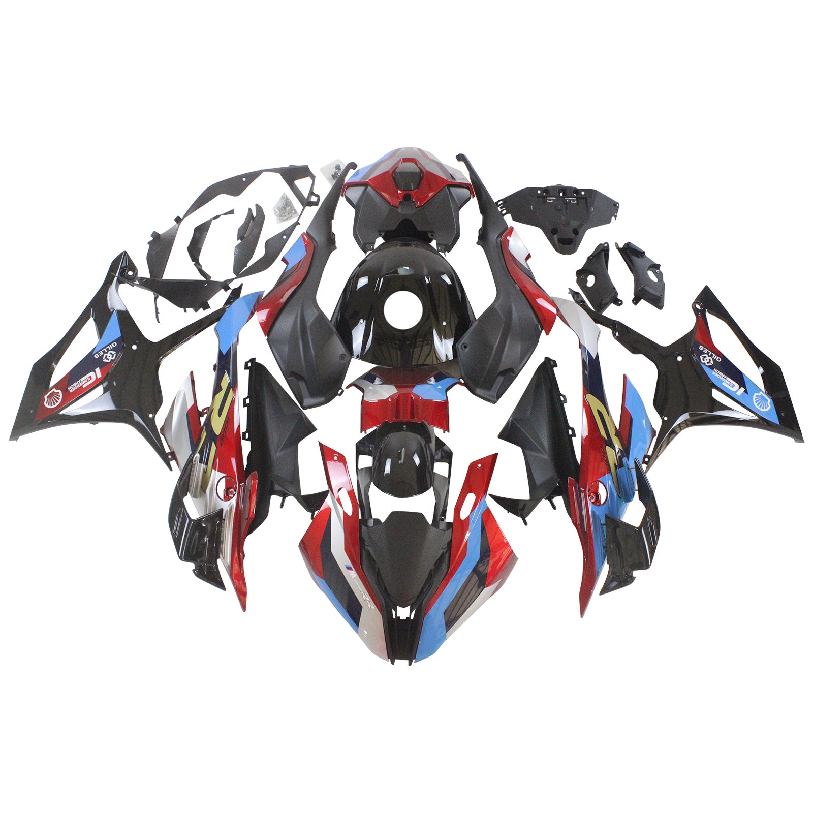 Amotopart 2023-2024 S1000RR BMW Rouge&Kit de carénage Blue Style2