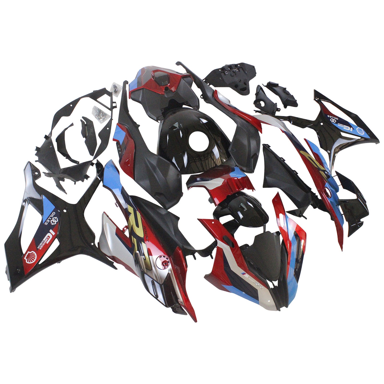 Amotopart 2023-2024 S1000RR BMW Rouge&Kit de carénage Blue Style2
