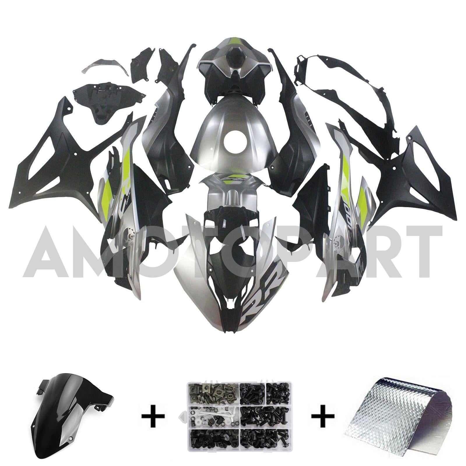 Amotopart 2023-2024 BMW S1000RR Black Silver Grey Fairing Kit
