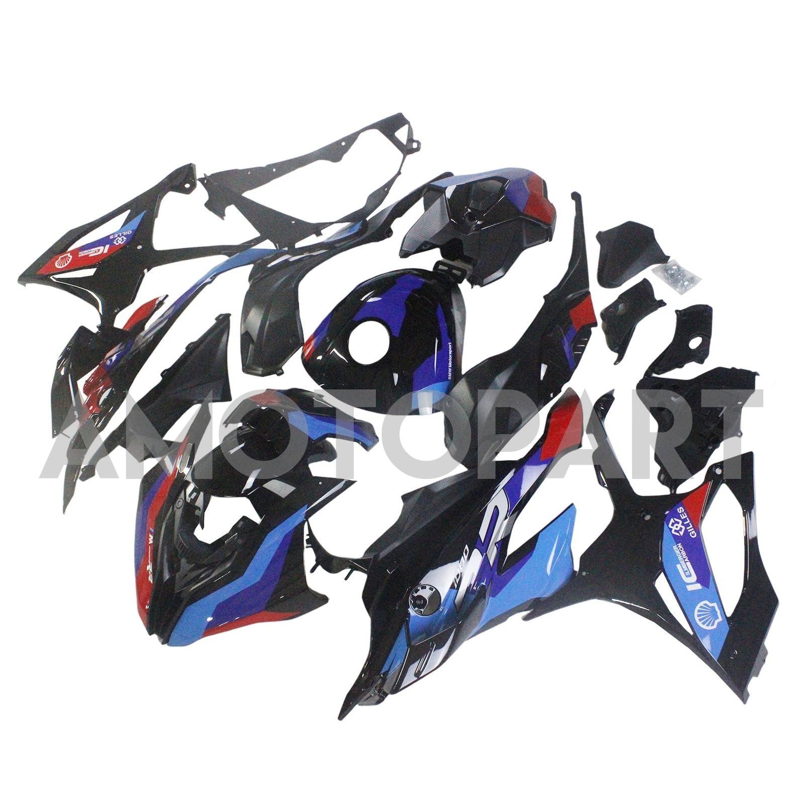 Amotopart 2023-2024 BMW S1000RR Zwart grijs blauw en rood kuipkit