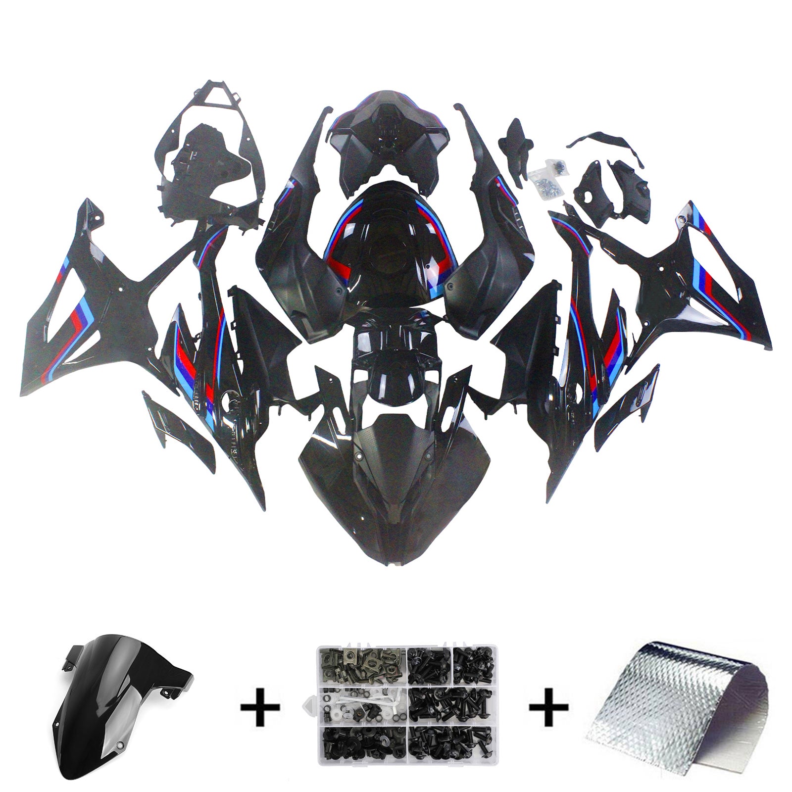 Amotopart 2023-2024 BMW S1000RR Grey Black White Fairing Zestaw