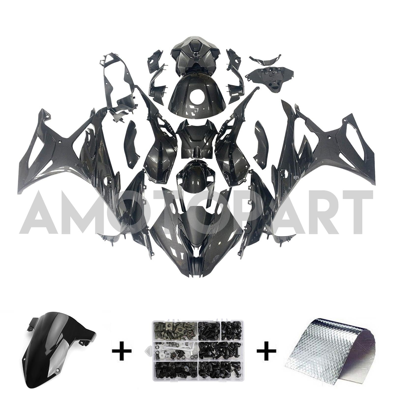 Amotopart 2023-2024 S1000RR BMW Full Carbon Fiber Pattern Fairing Kit