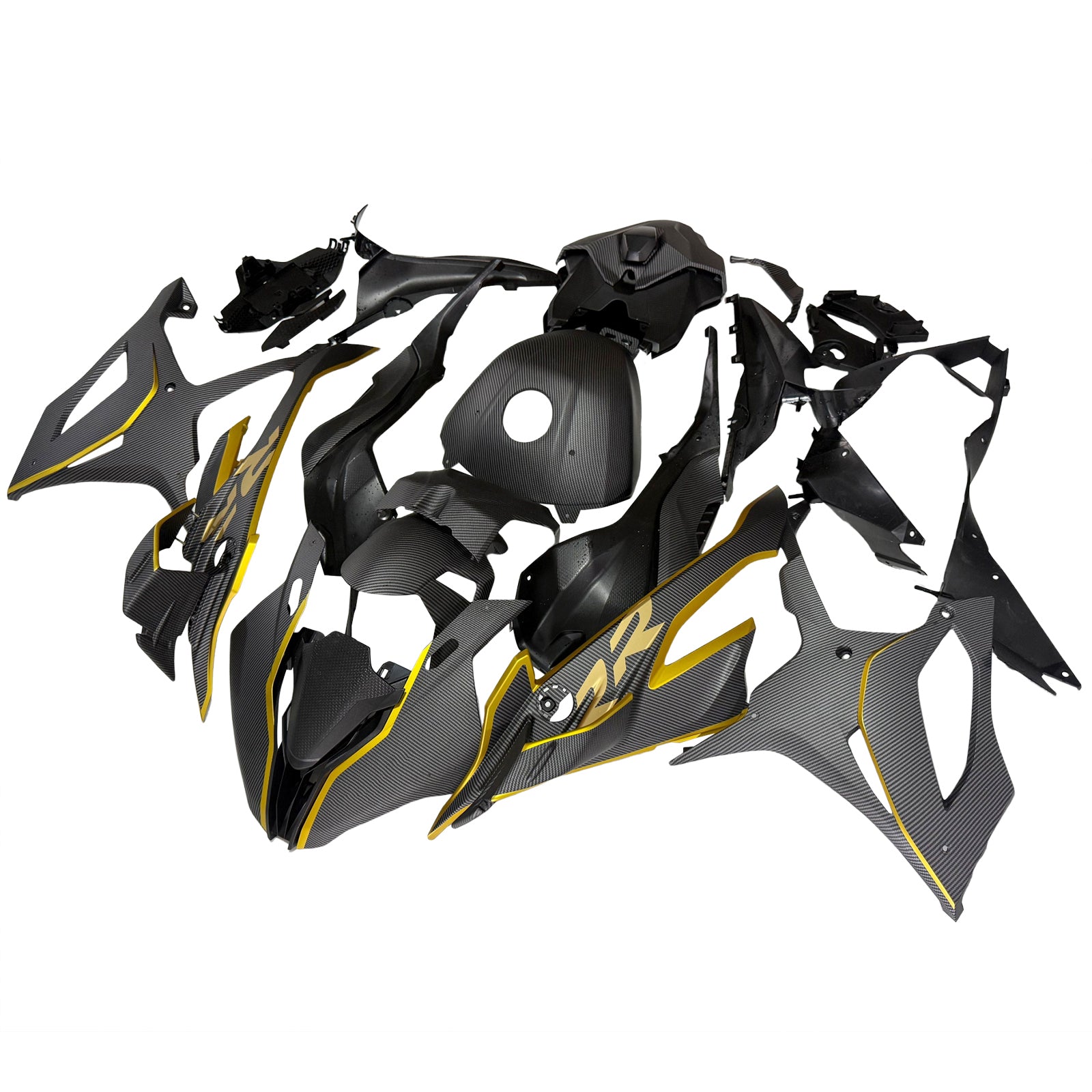 Amotopart 2023–2024 BMW S1000RR Carbon Fiber Pattern Gold Verkleidungsset