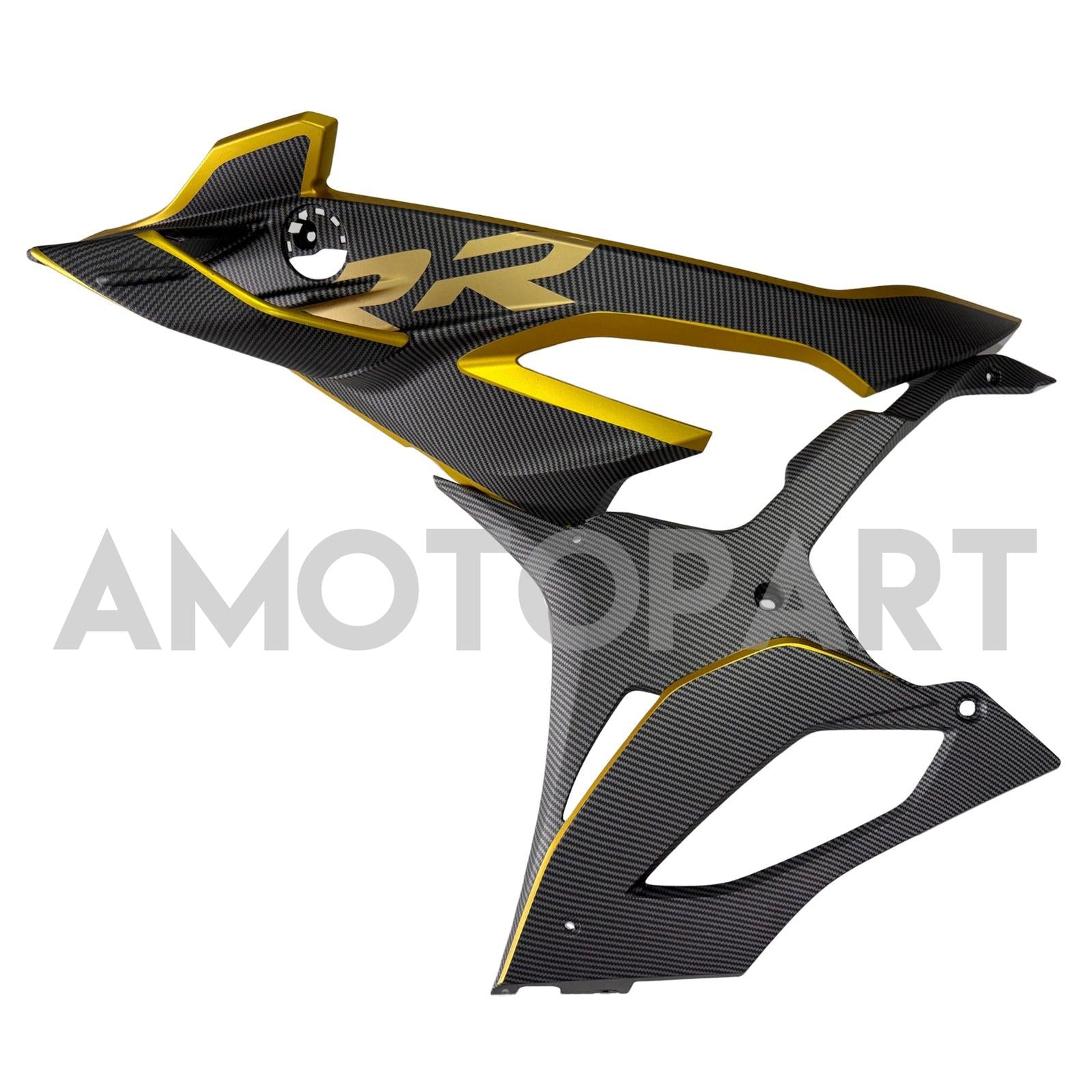 Amotopart 2023-2024 BMW S1000RR Carbon Fiber Pattern Gold Fairing Kit