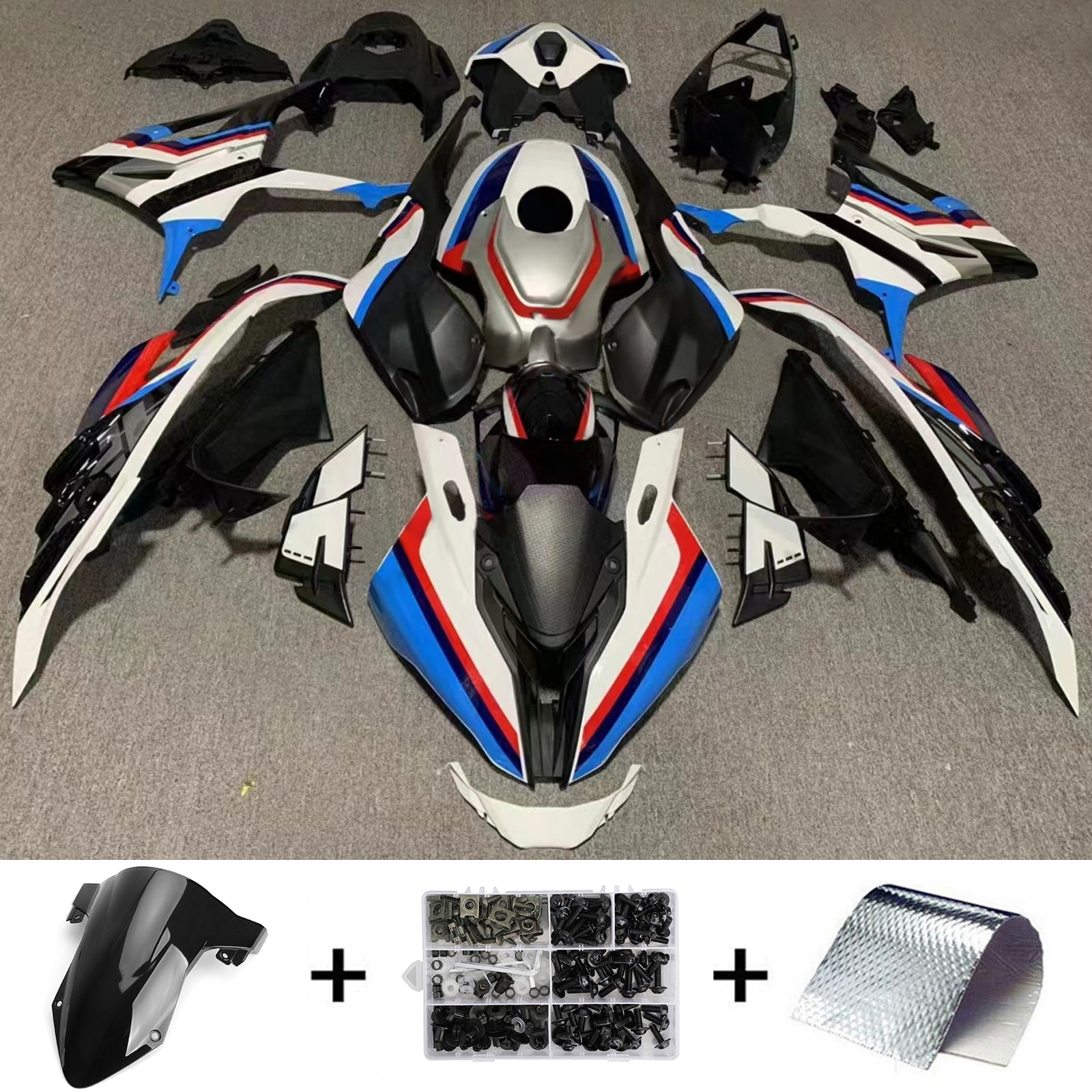 Amotopart 2023-2024 BMW S1000RR White Black Red Blue Fairing Kit