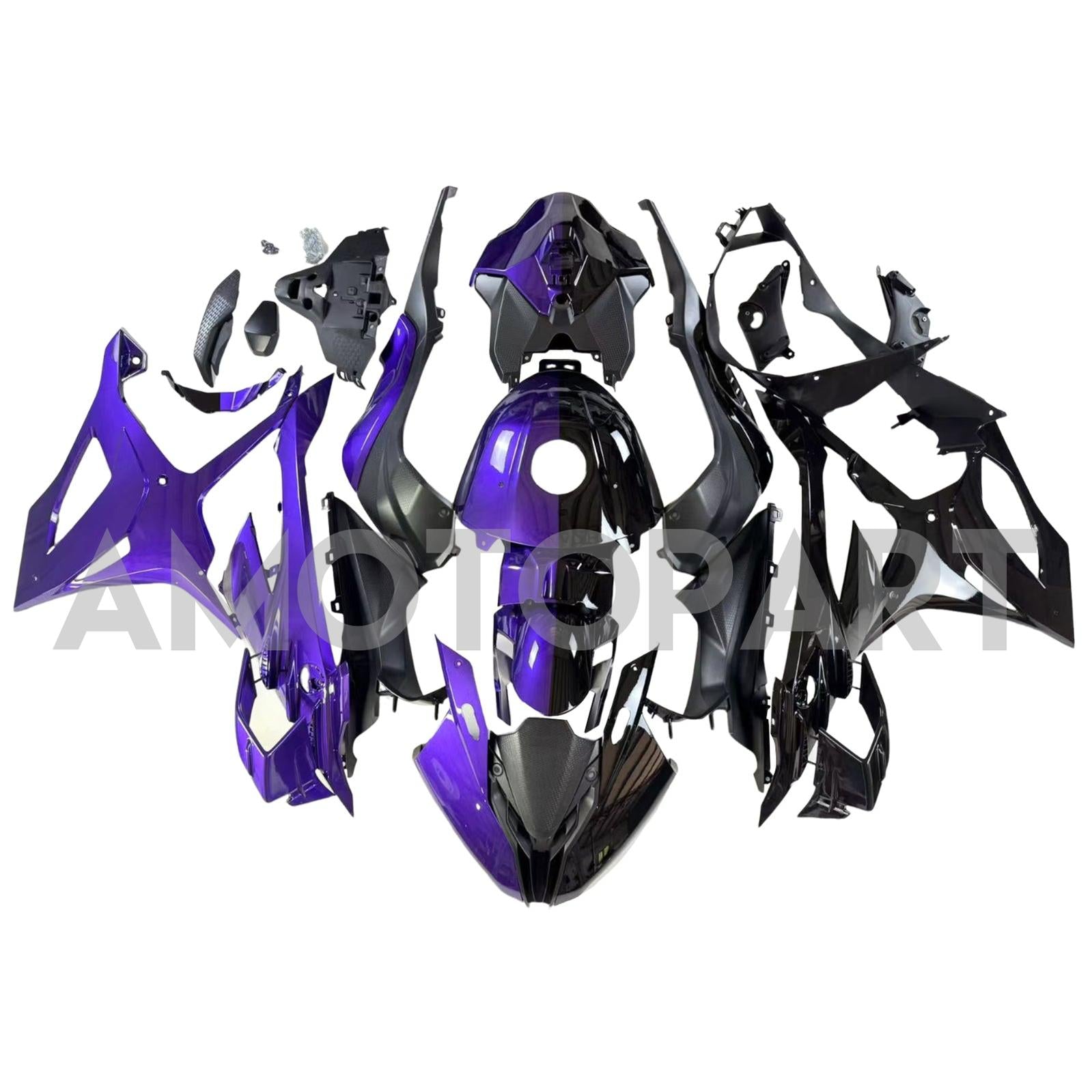 Amotopart 2023-2024 BMW S1000RR Glanzende zwarte paarse kuipkit