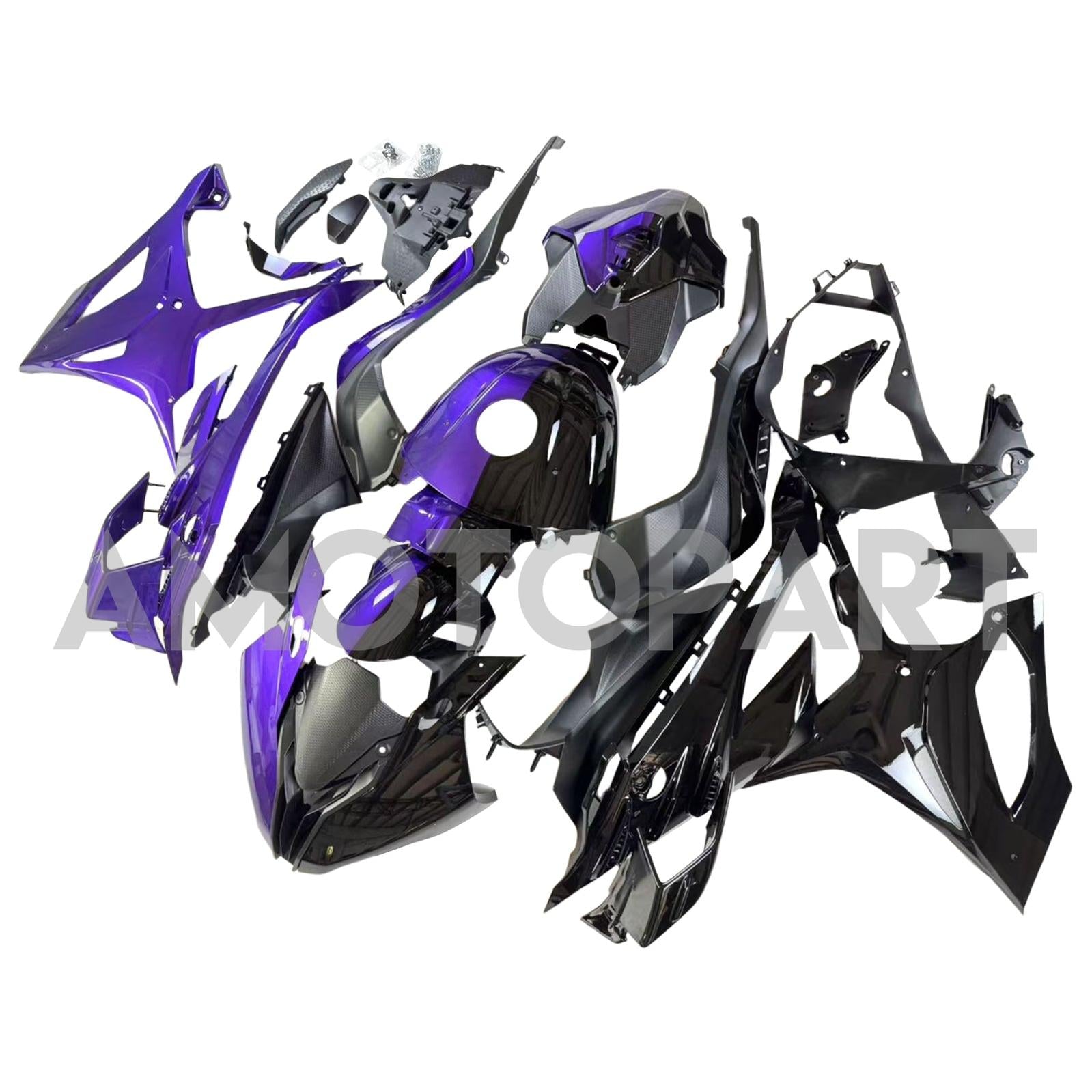 Amotopart 2023-2024 BMW S1000RR Glanzende zwarte paarse kuipkit
