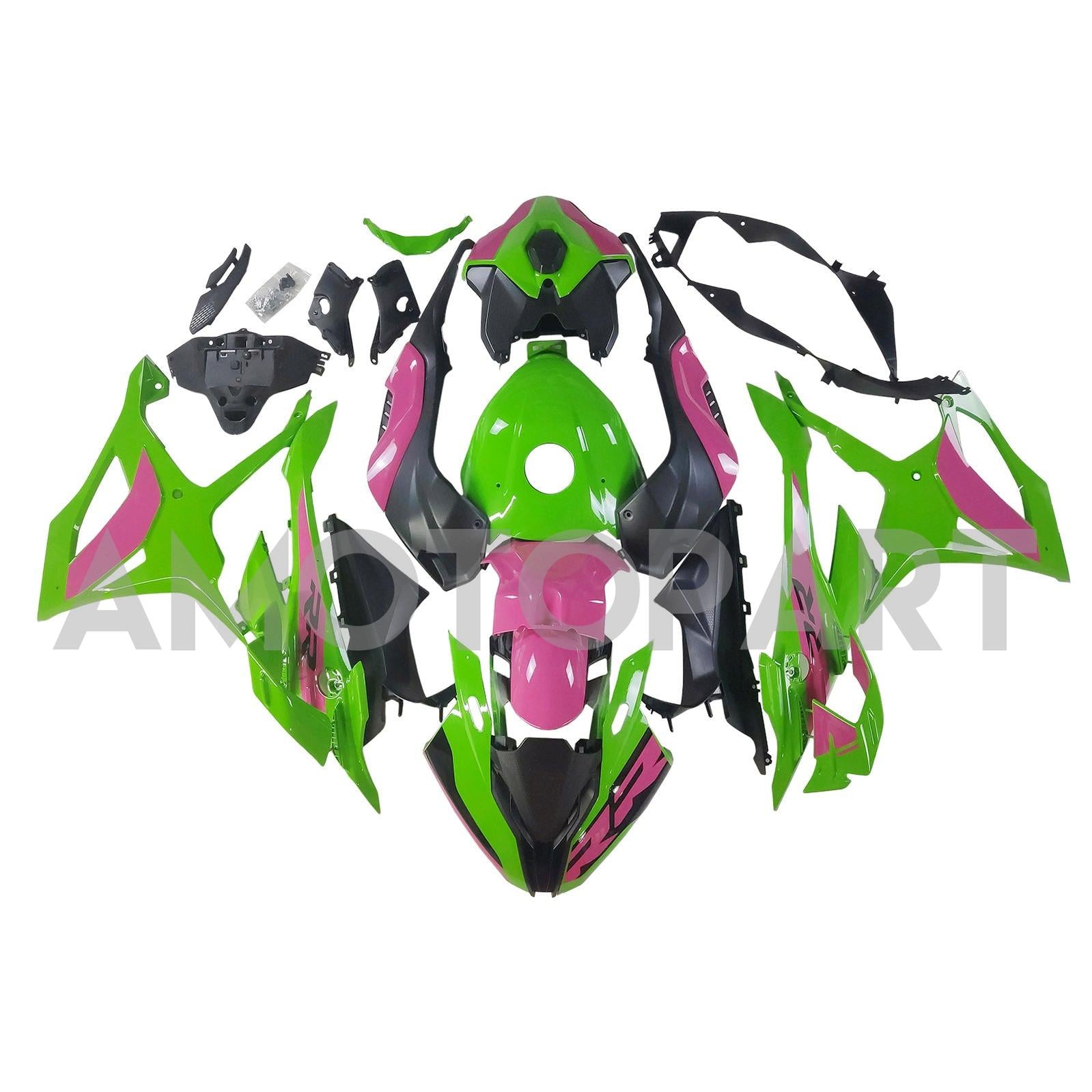 Amotopart 2023-2024 BMW S1000RR Kit de carénage noir rose brillant vert