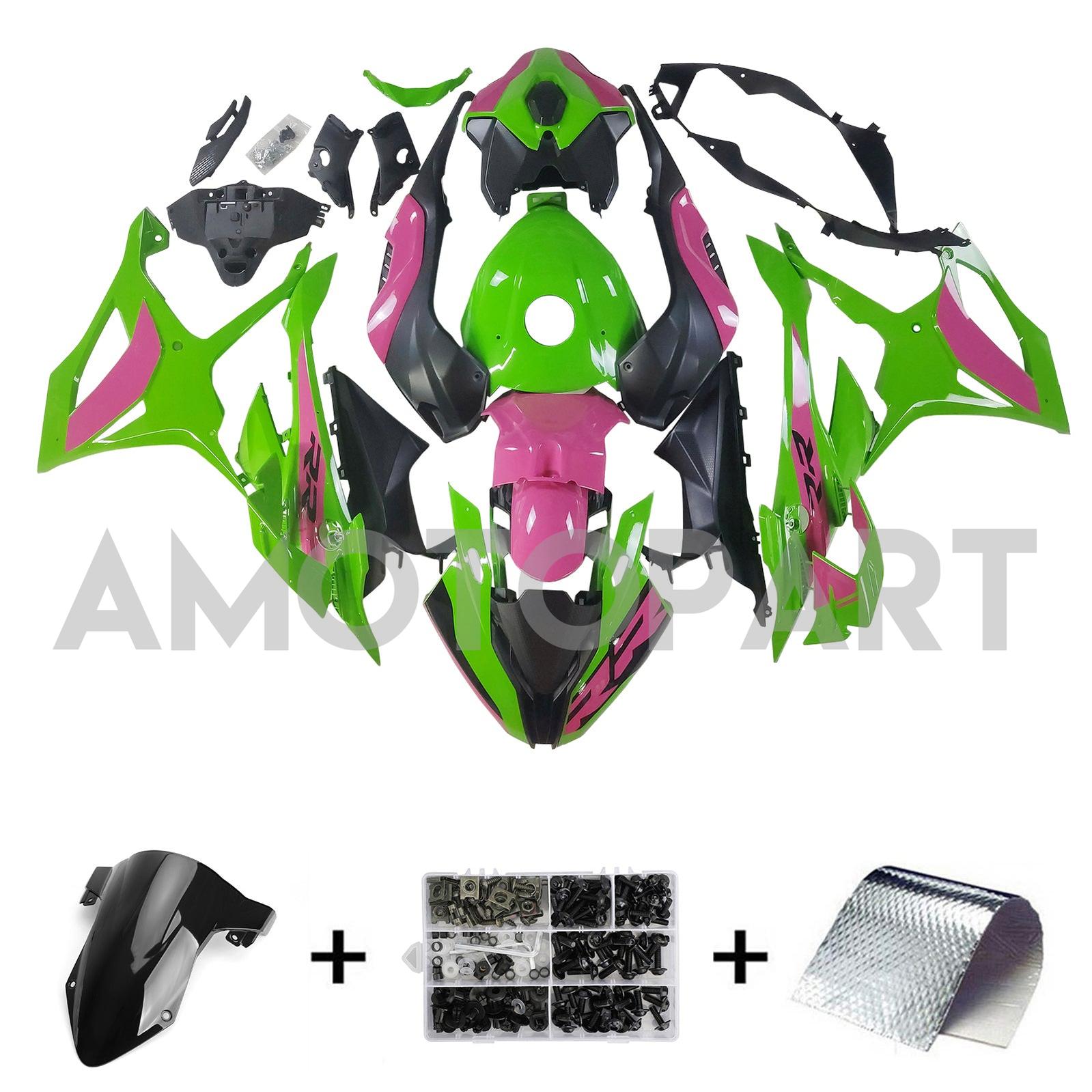 Amotopart 2023-2024 BMW S1000RR Kit de carénage noir rose brillant vert