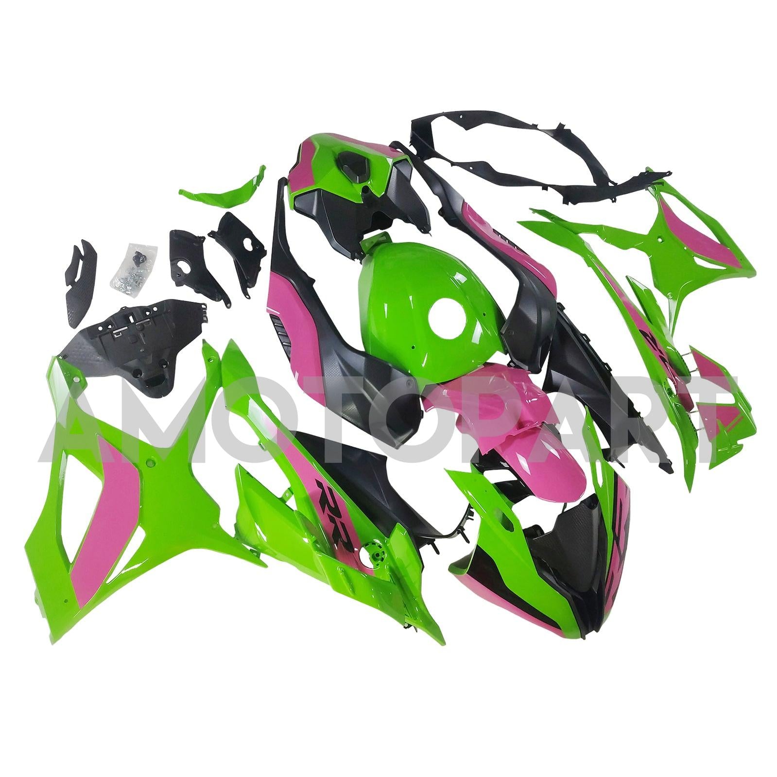 Amotopart 2023-2024 BMW S1000RR Kit de carénage noir rose brillant vert