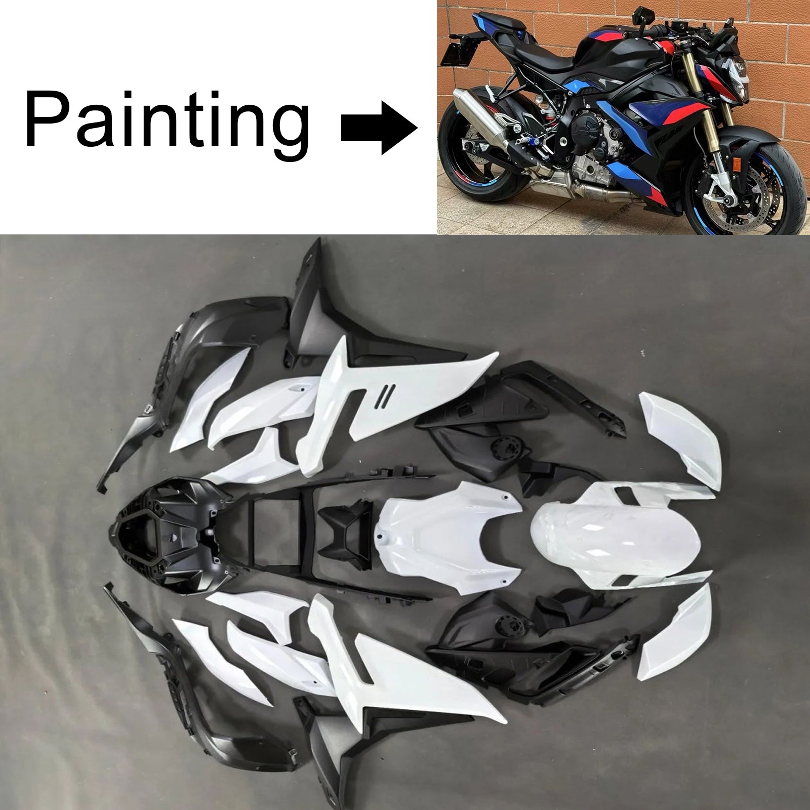 Amotopart 2021-2025 BMW S1000R Black Blue Fairring Kit