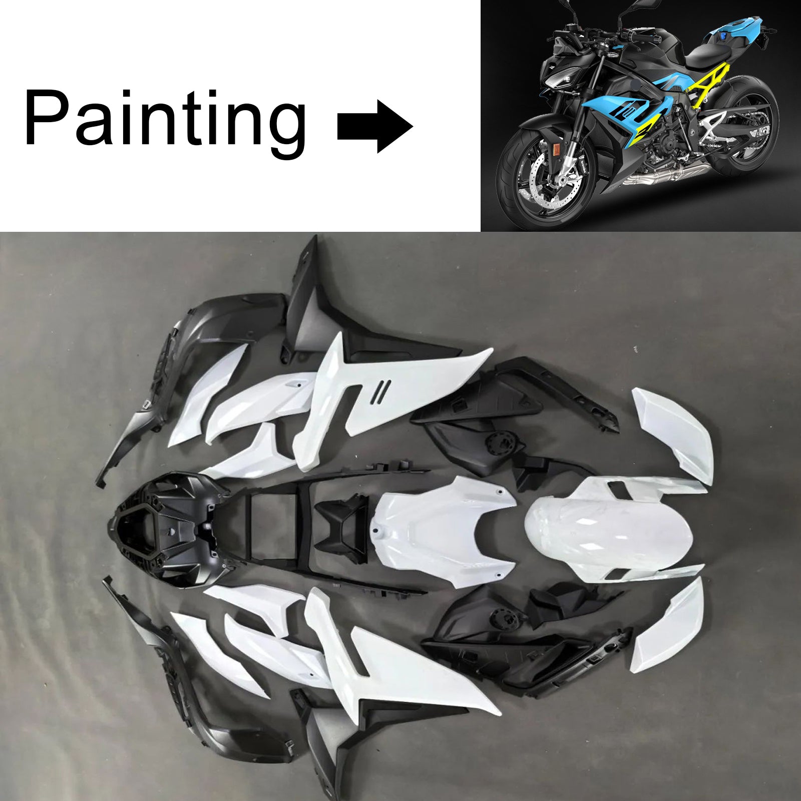 Amotopart 2021-2025 BMW S1000R Black Light Blue Fairing Kit