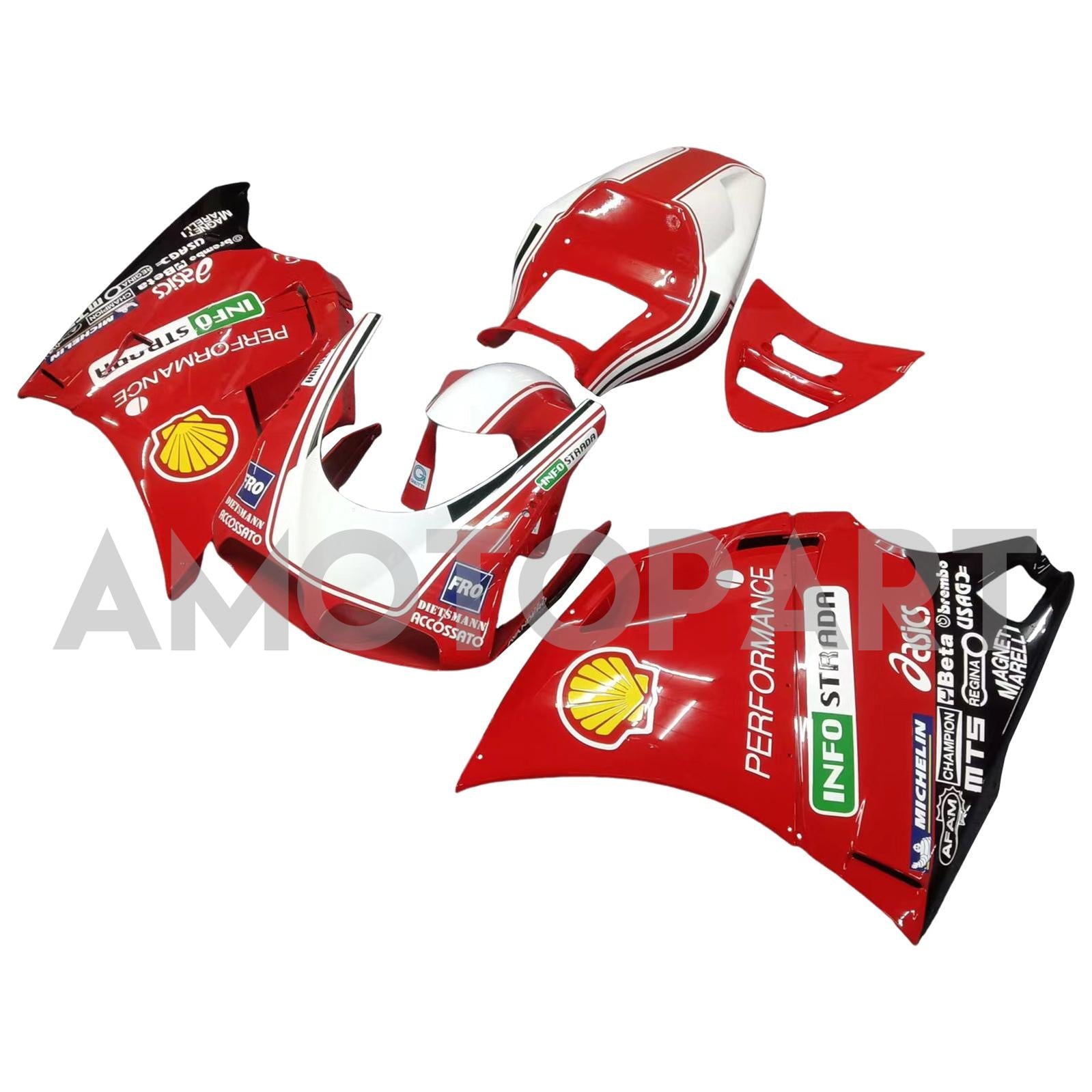 Amotopart Ducati 748/916/996/998 1996-2002 Red Style4 Fairing Kit