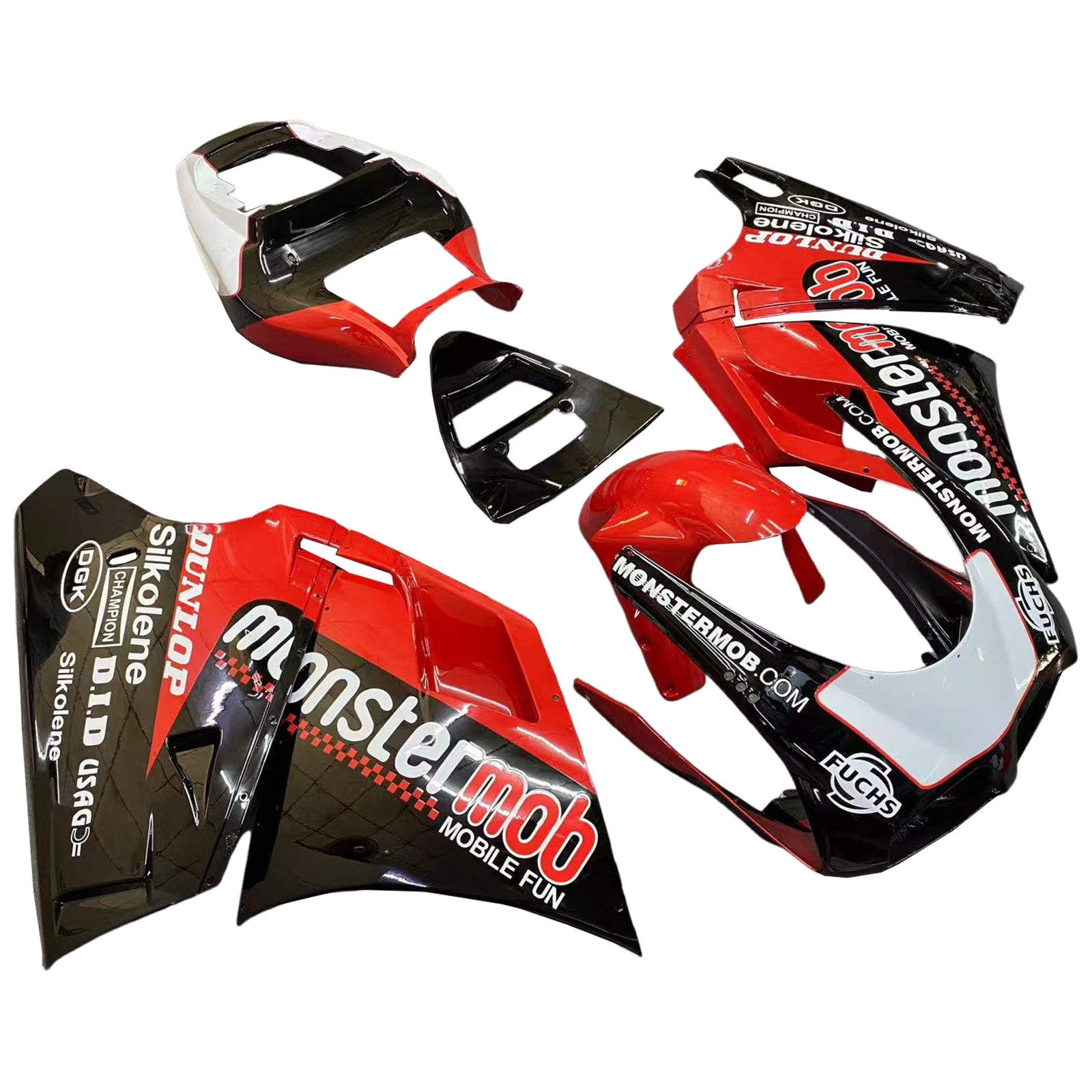Amotopart 1996–2002 Ducati 748/916/996/998 rot-schwarzes Verkleidungsset