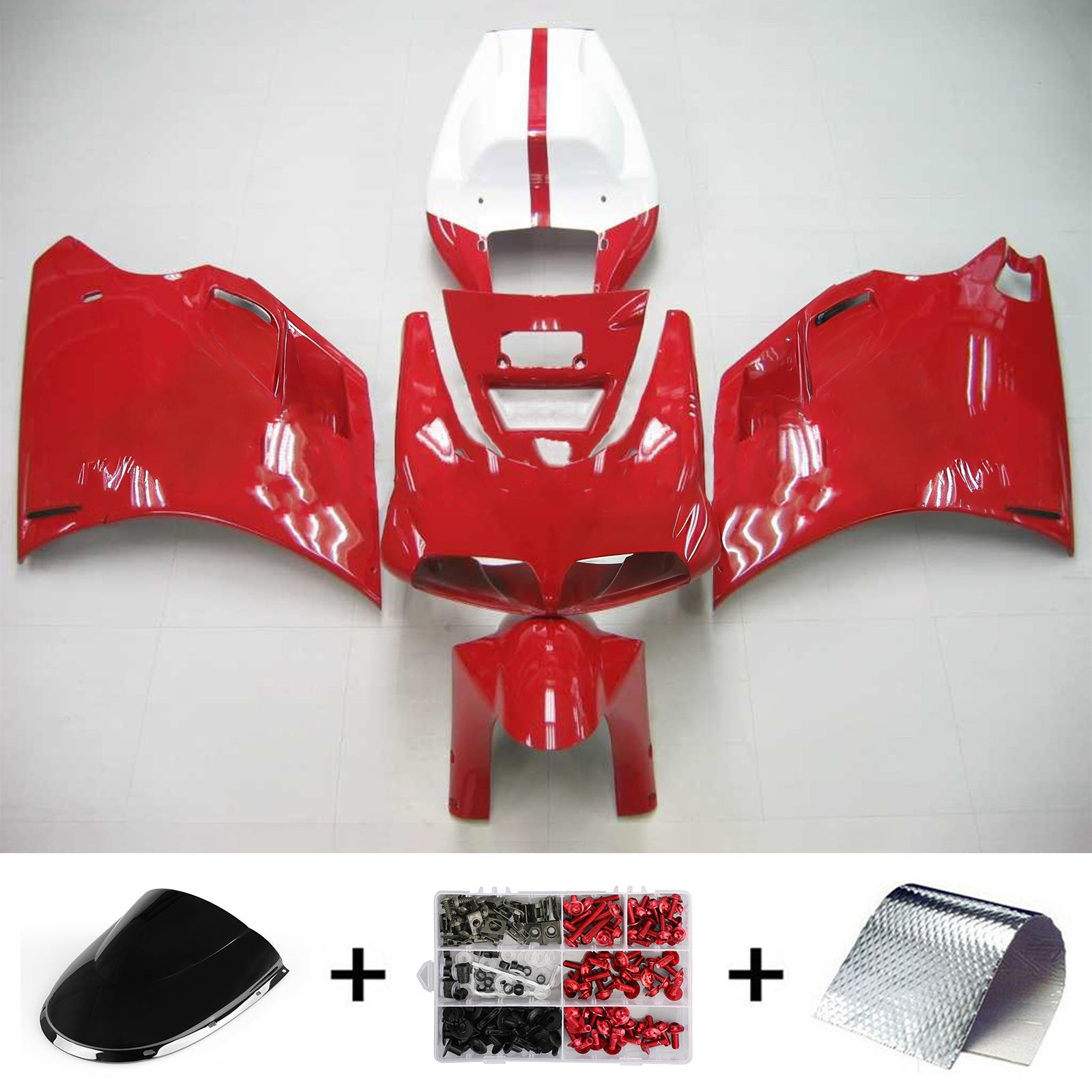 Amotopart Ducati 1996-2002 748/916/996/998 Red White Fairing Kit