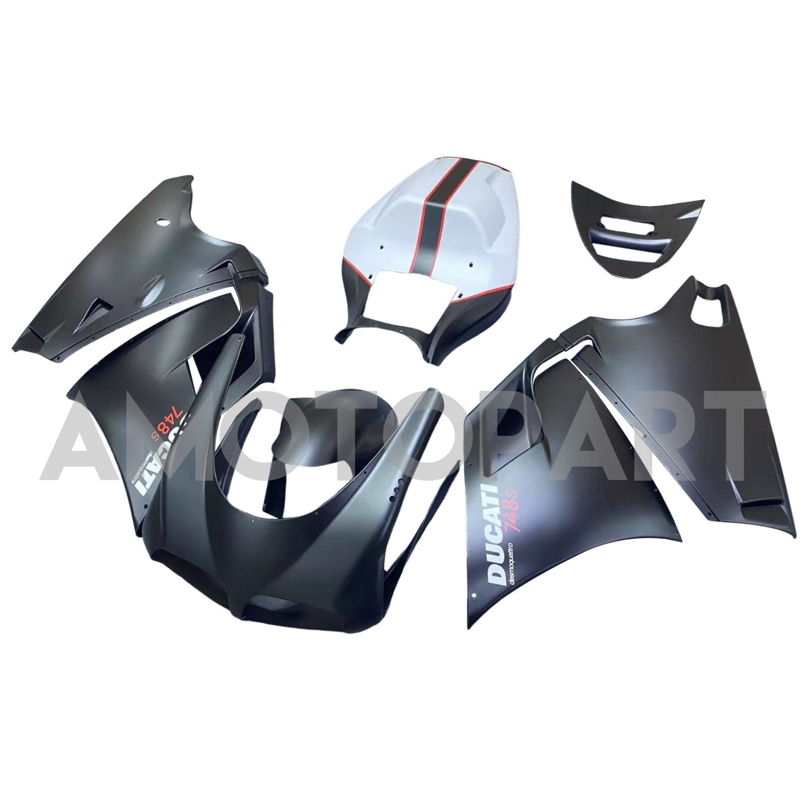 Amotopart Ducati 1996-2002 748/916/996/998 Black White Fairing Kit