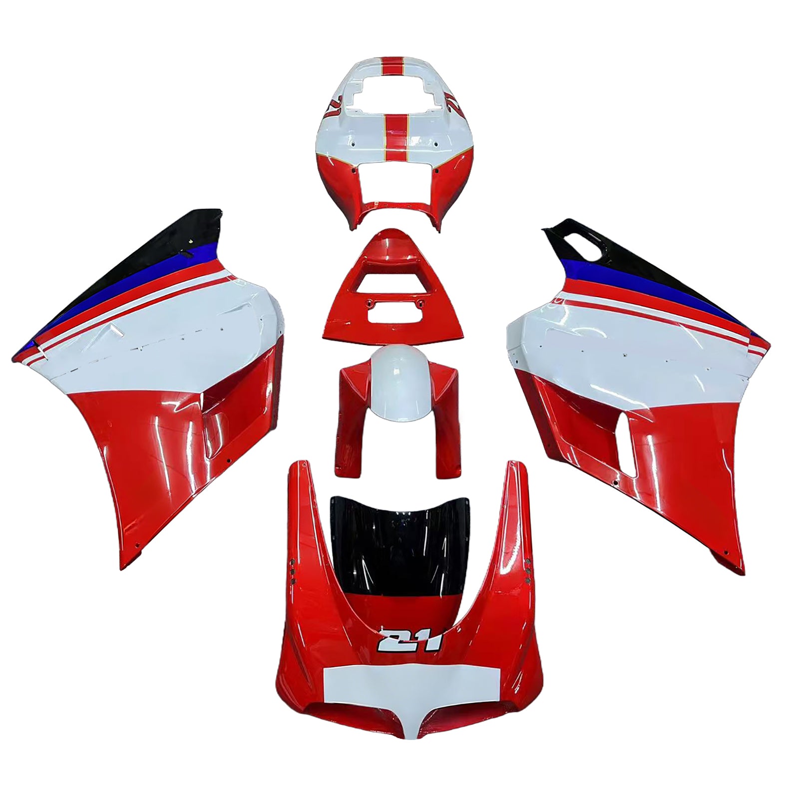 Amotopart Ducati 748/916/996/998 1996-2002 Red&White Style4 Fairing Kit