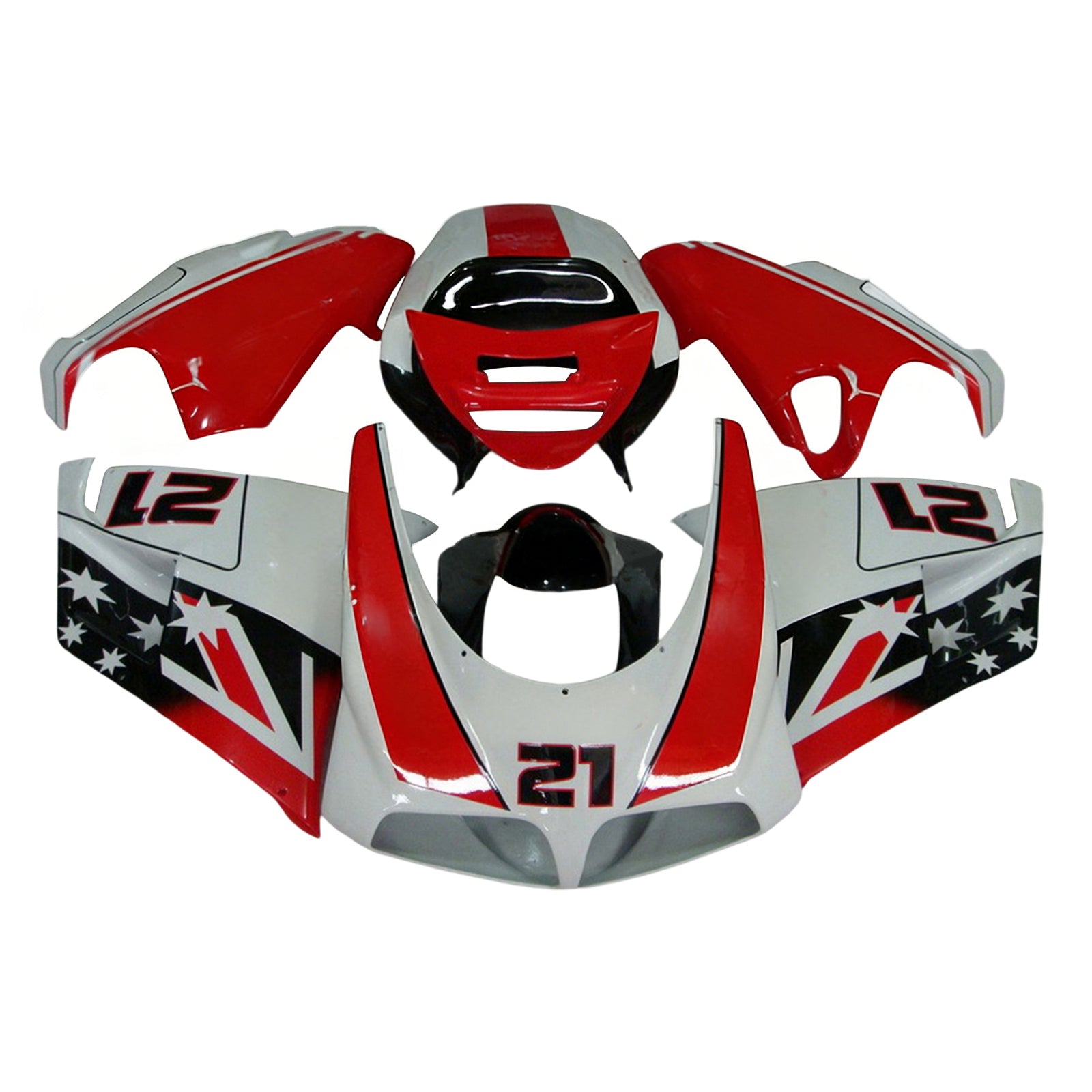 Amotopart Ducati 748/916/996/998 1996-2002 Red&White Style3 Fairing Kit