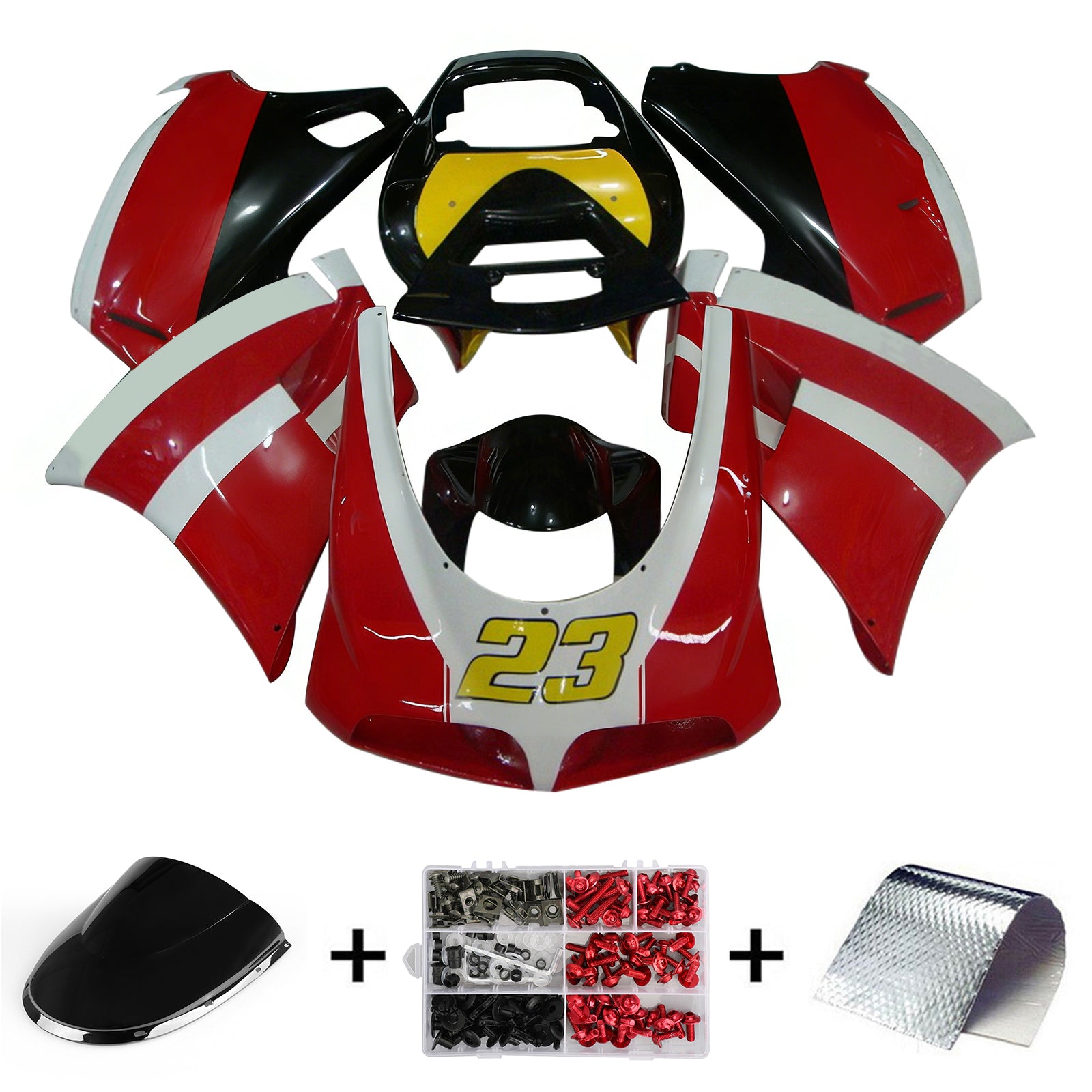Amotopart Ducati 996 748 1996-2002 Kit de carenado estilo 6 rojo y negro