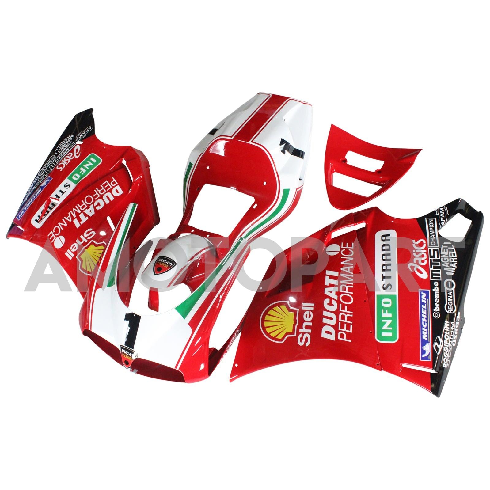 Amotopart Ducati 748/916/996/998 1996-2002 Red&White Style4 Fairing Kit