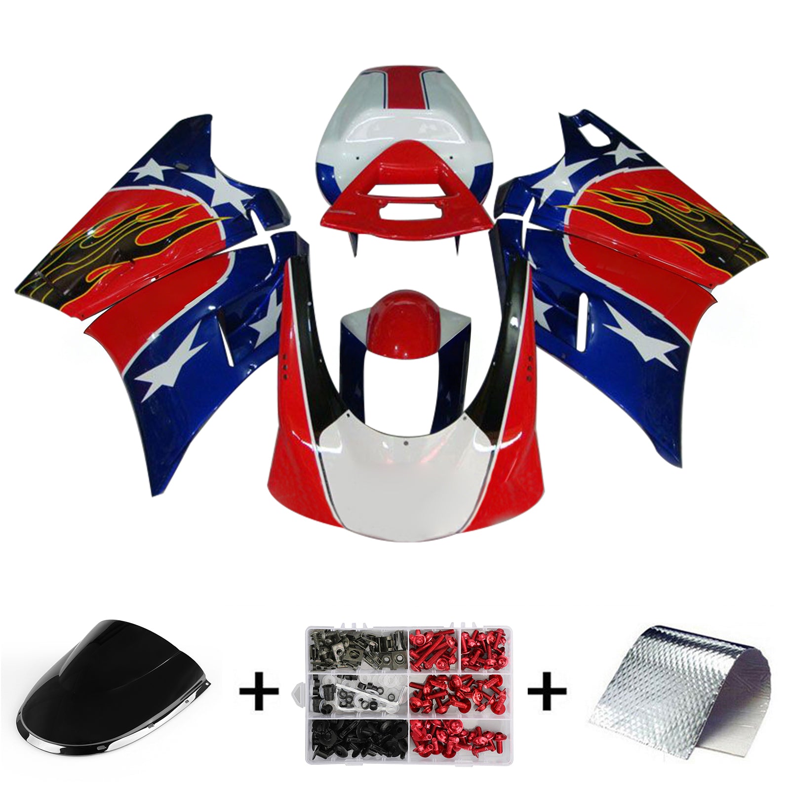 Amotopart Ducati 748/916/996/998 1996-2002 Red&Blue Style2 Fairing Kit