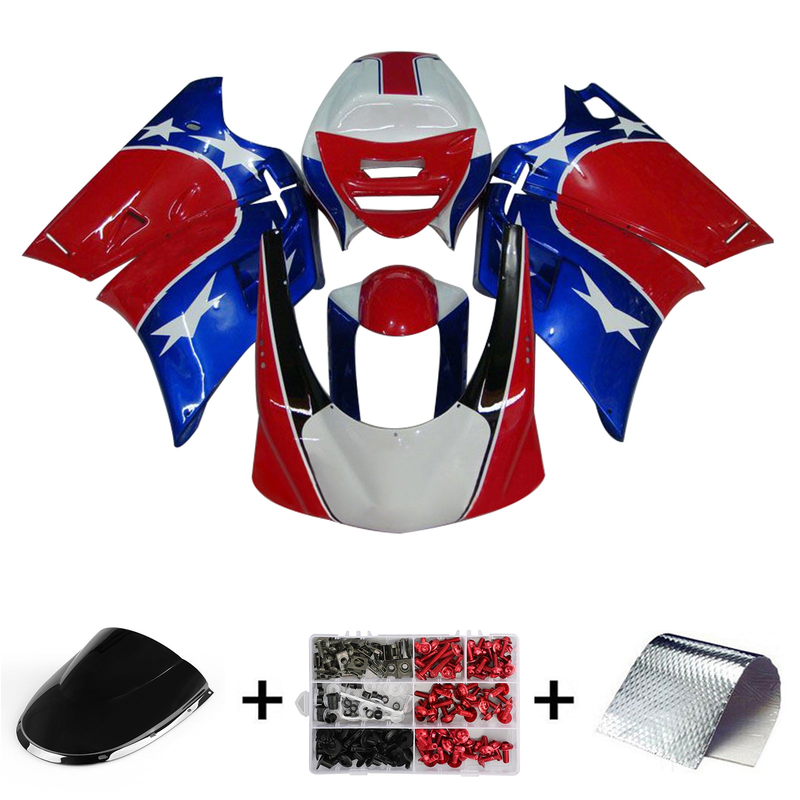 Amotopart Ducati 996 748 1996-2002 Red & Blue Style3 Fairing Kit