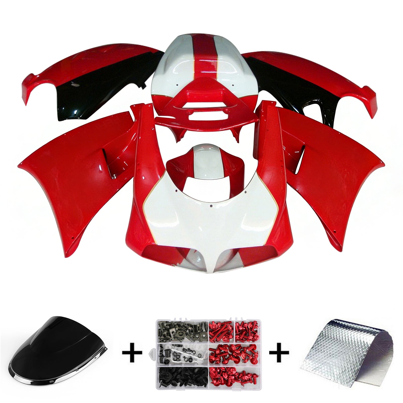 Amotopart Ducati 748/916/996/998 1996-2002 Red&Black Style2 Fairing Kit