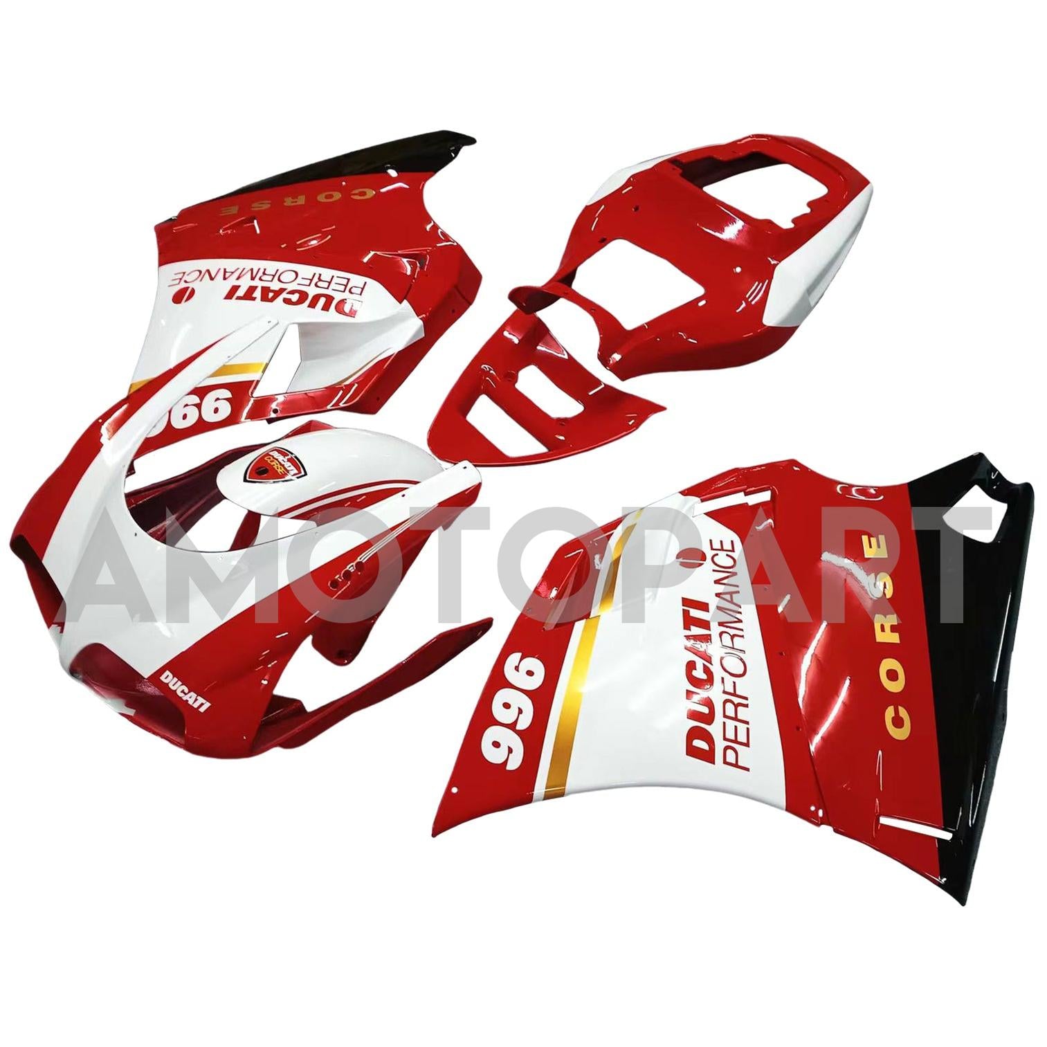 Amotopart Ducati 996 748 1996-2002 Red & White Style1 Fairing Kit