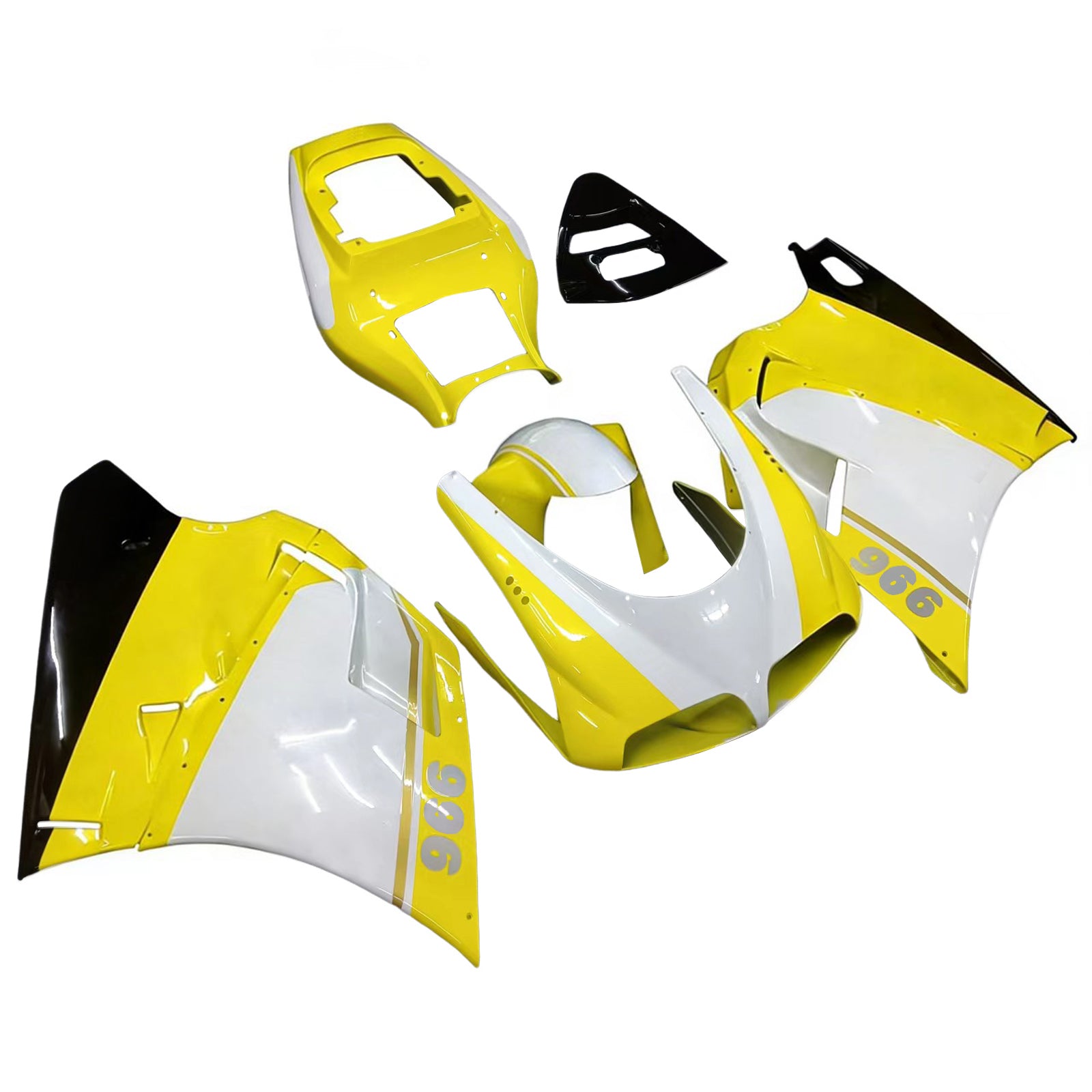Amotopart Ducati 748/916/996/998 1996-2002 Weiß&Gelber Verkleidungssatz