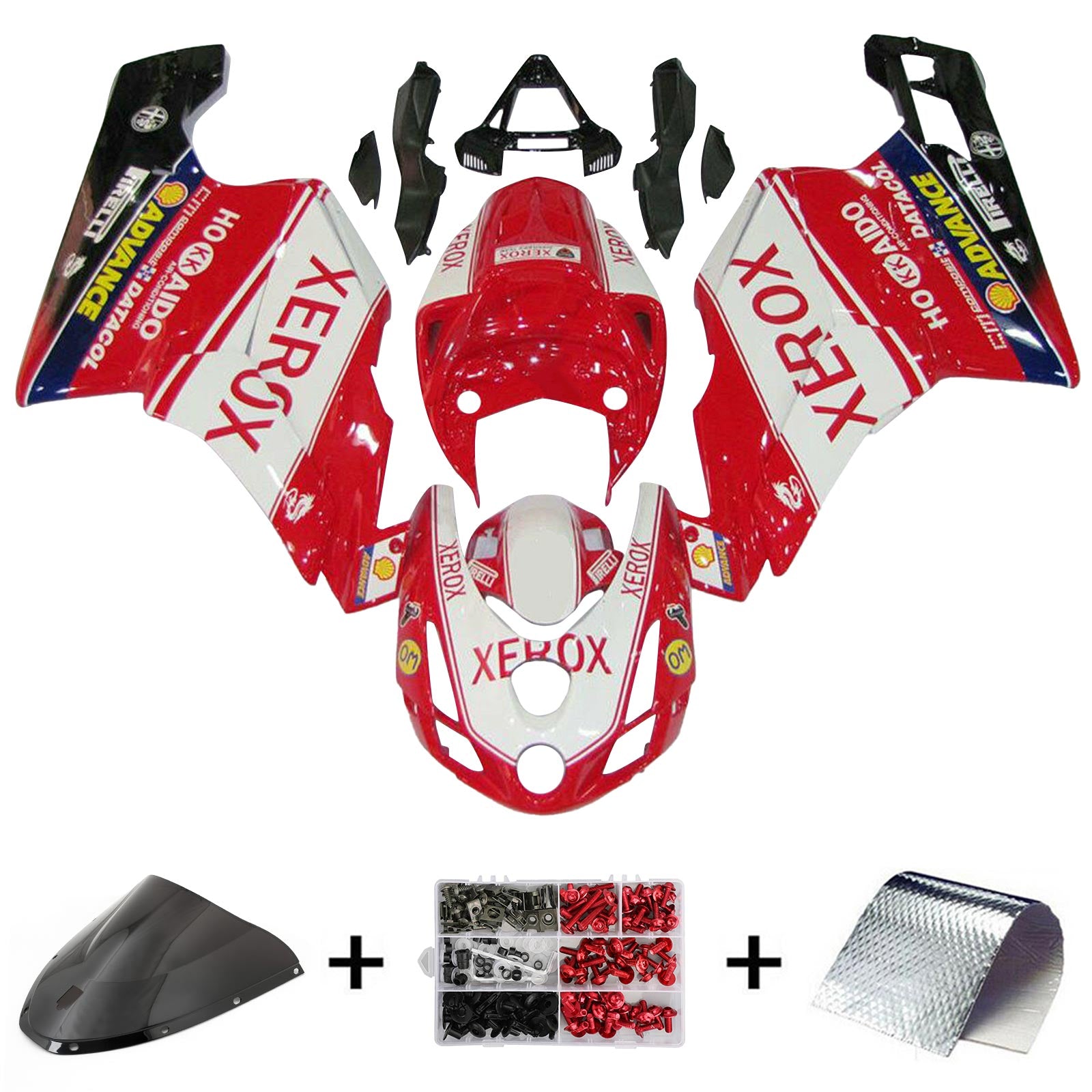 Amotopart 2003 2004 Ducati 999 749 Kit de carenado rojo y blanco estilo 11