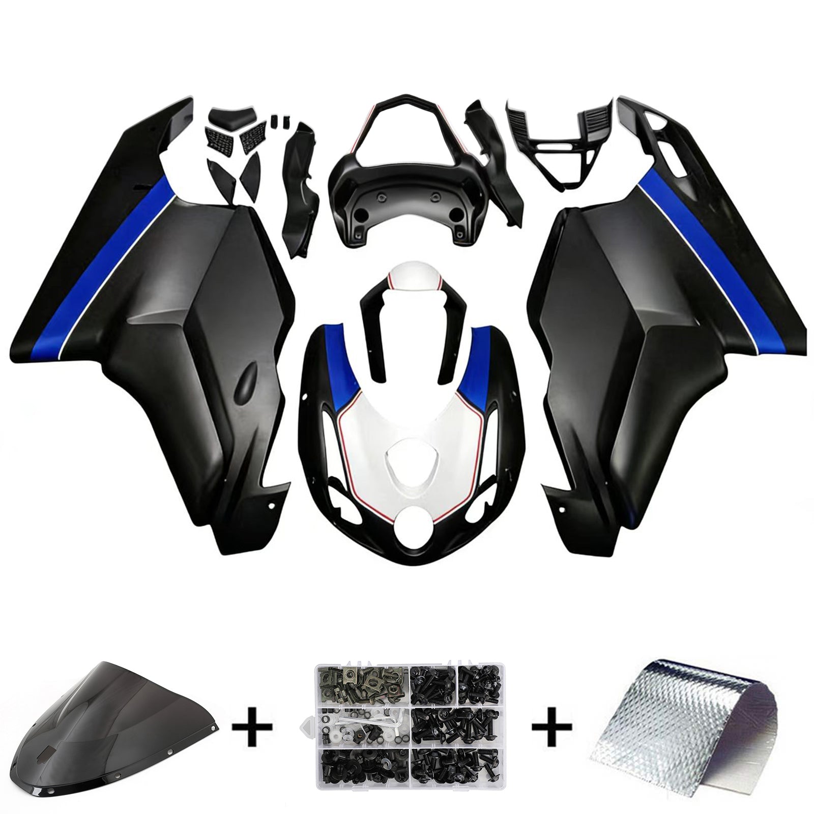 Amotopart 2003 2004 Ducati 999 749 Matte Black&Blue Fairing Kit