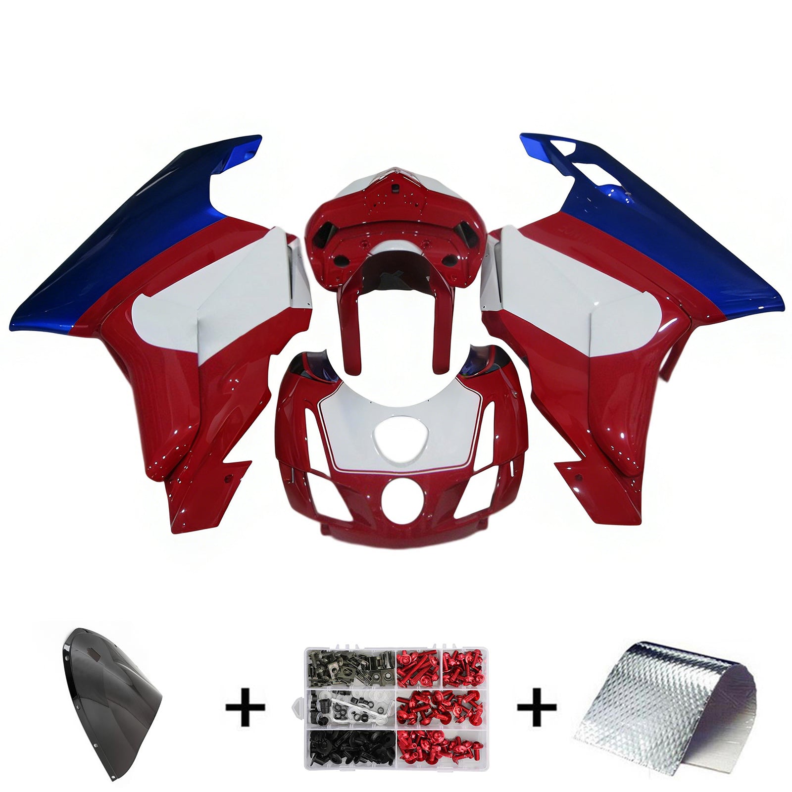 Amotopart 2003 2004 Ducati 999 749 Red & Blue Fairing Kit