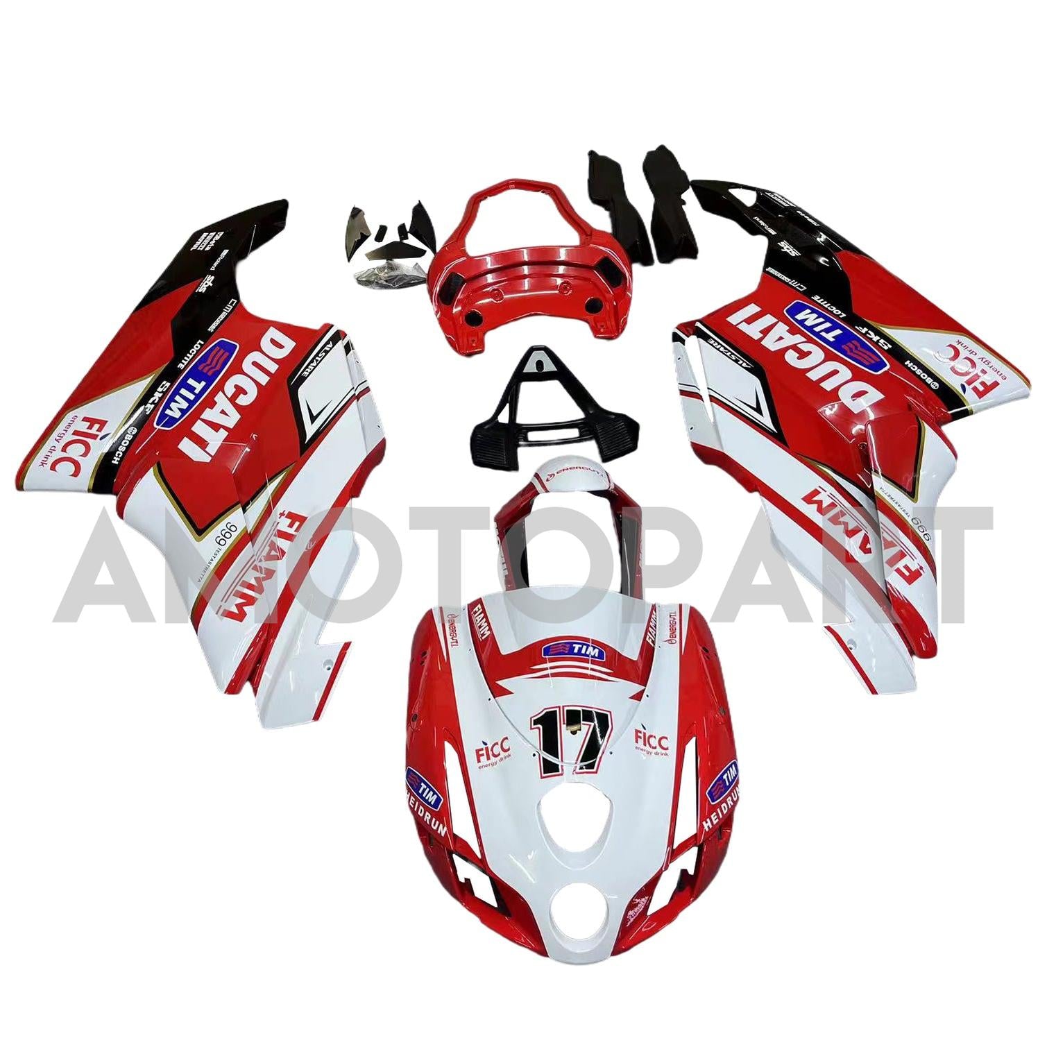 Amotopart 2003 2004 Ducati 999 749 Rosso&Bianco Style1 Kit carena