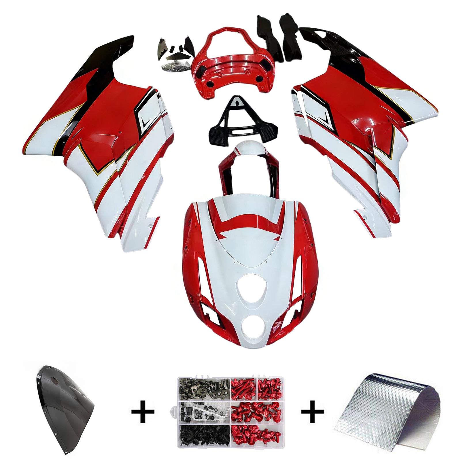Amotopart 2003 2004 Ducati 999 749 Rot&Verkleidungssatz White Style1
