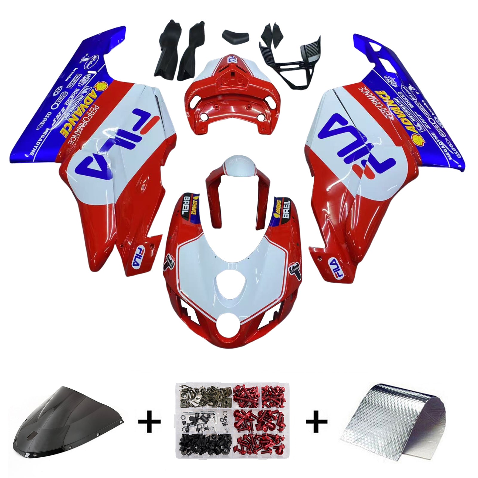 Amotopart 2005 2006 Ducati 999 749 Fairing Multi Red&Blue Kit