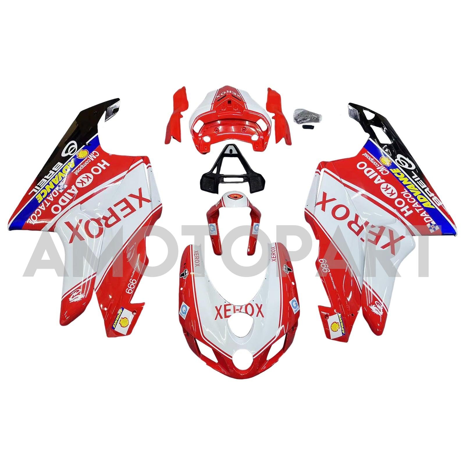 Amotopart Ducati 2005-2006 999/749 Kit de carenado rojo mixto blanco
