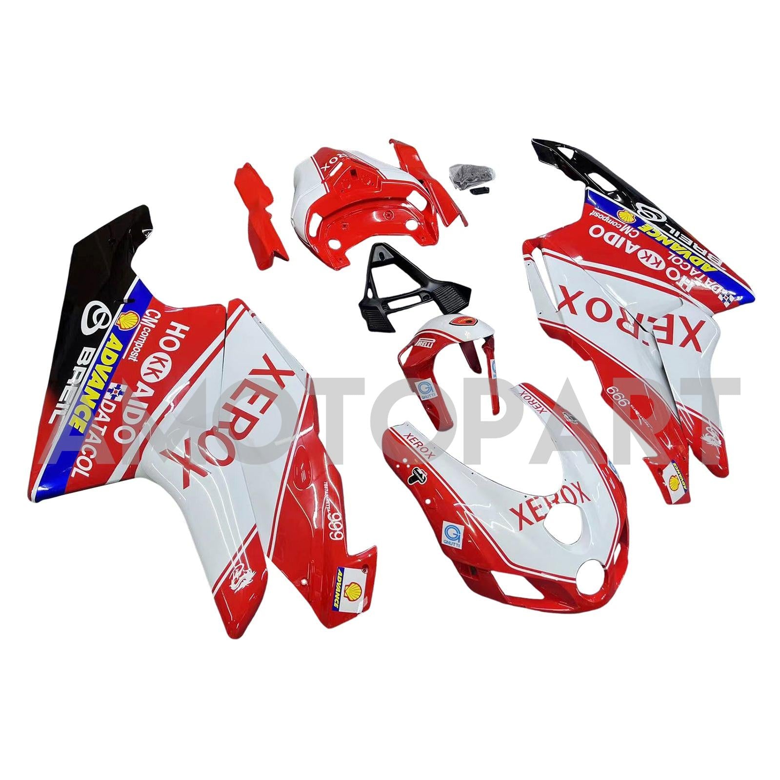 Amotopart Ducati 2005-2006 999/749 Kit de carenado rojo mixto blanco