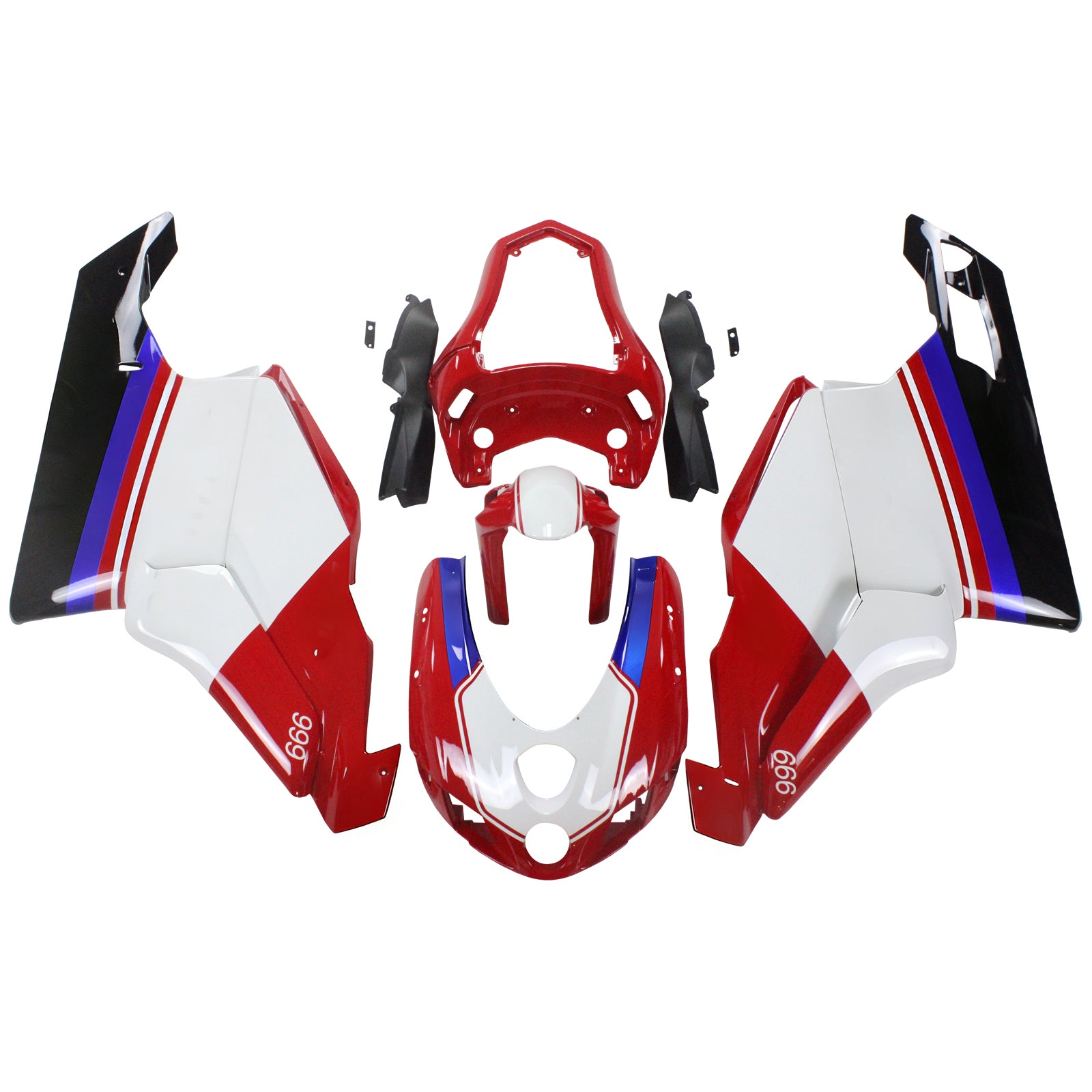 Amotopart Ducati 2005-2006 999/749 Kit de carénage rouge blanc