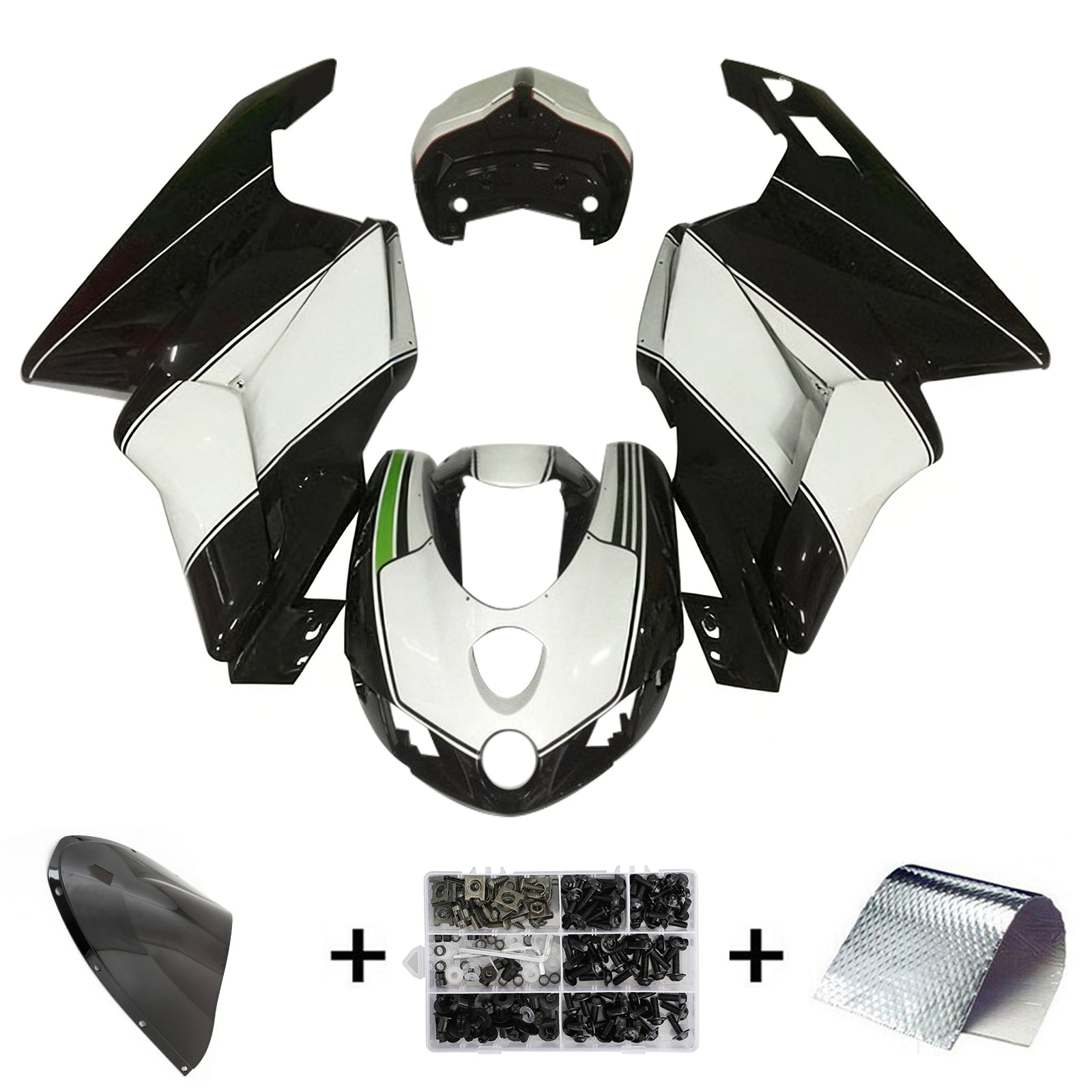 Amotopart Ducati 999 749 2005 2006 White & Black Fairing Kit