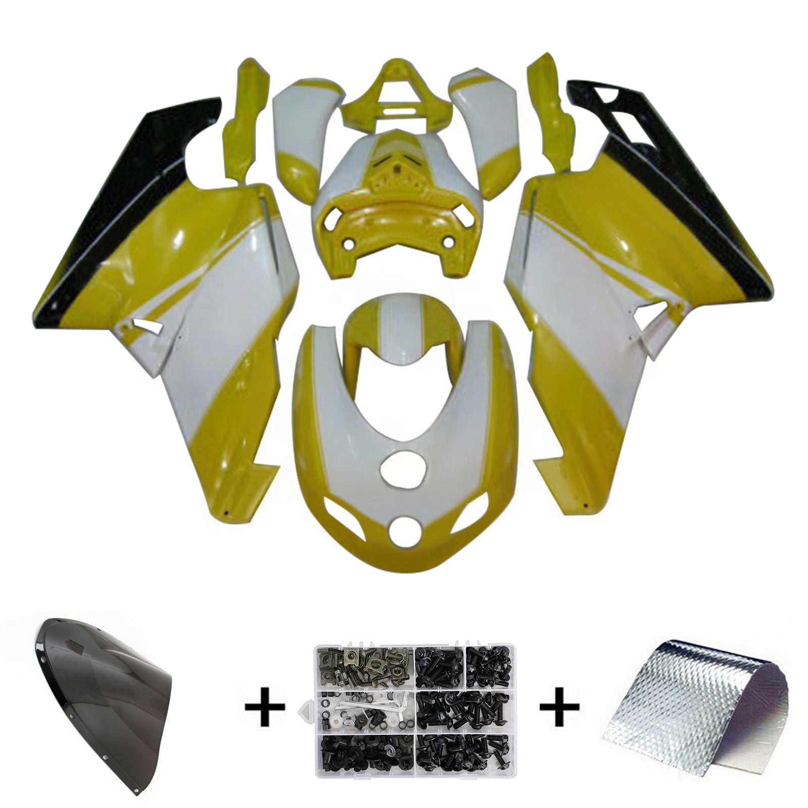 Amotopart Ducati 999 749 2005 2006 Yellow & White Brand Fairing Kit