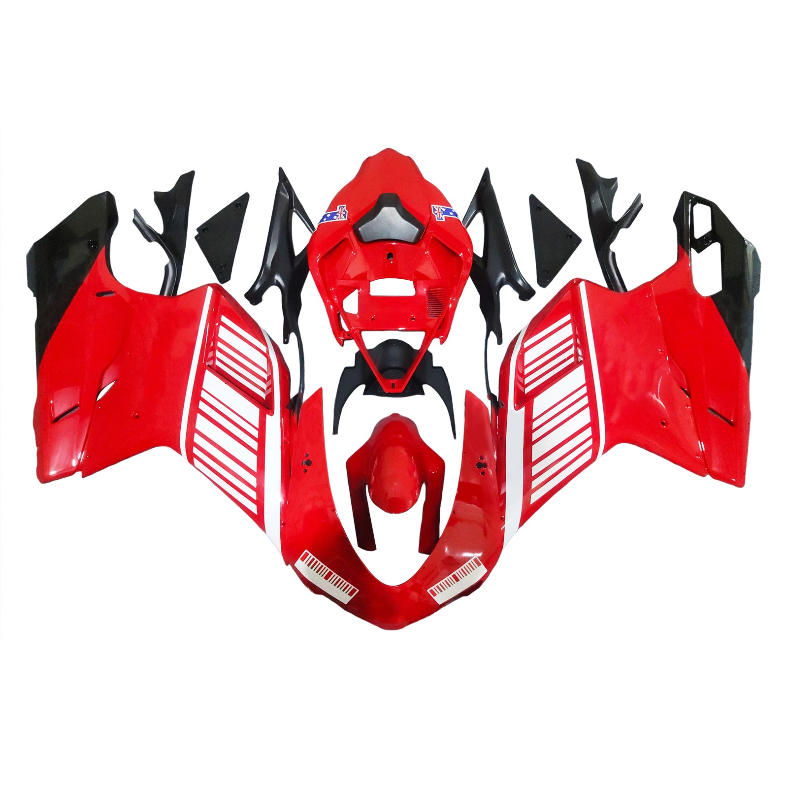 Amotopart 2007-2011 Ducati 1098/1198/848 Red Barcode Fairing Kit