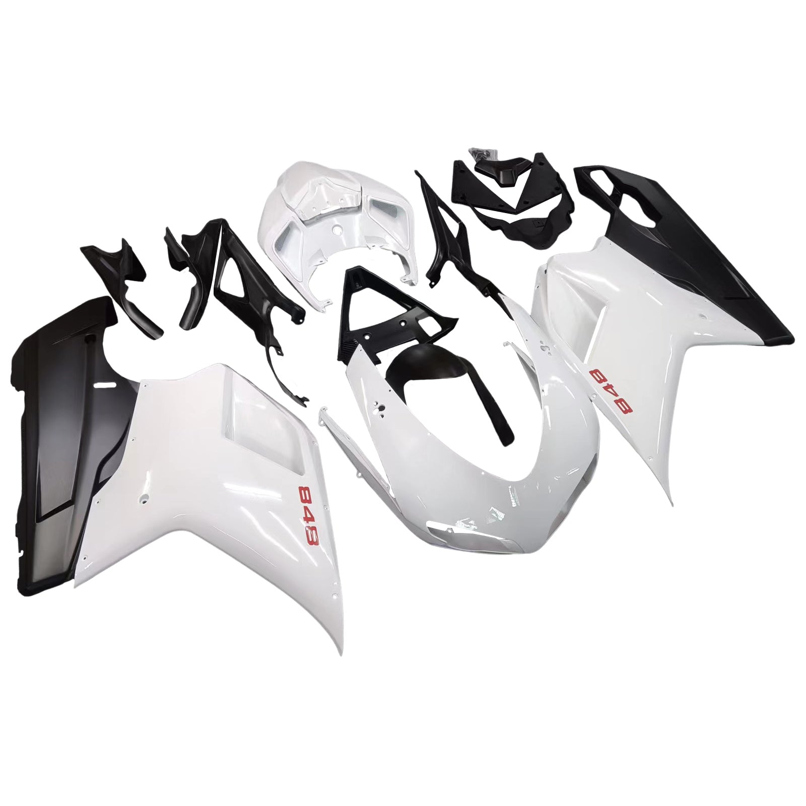 Amotopart All Years Ducati 848 Black White Fairing Kit