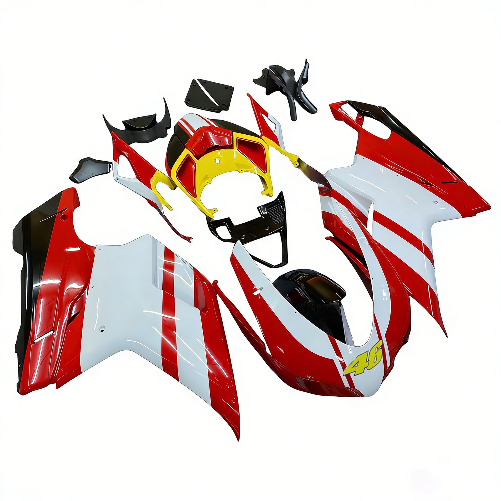 Amotopart Verkleidungsset für alle Baujahre Ducati 1098 1198 848, glänzend rot-weiß