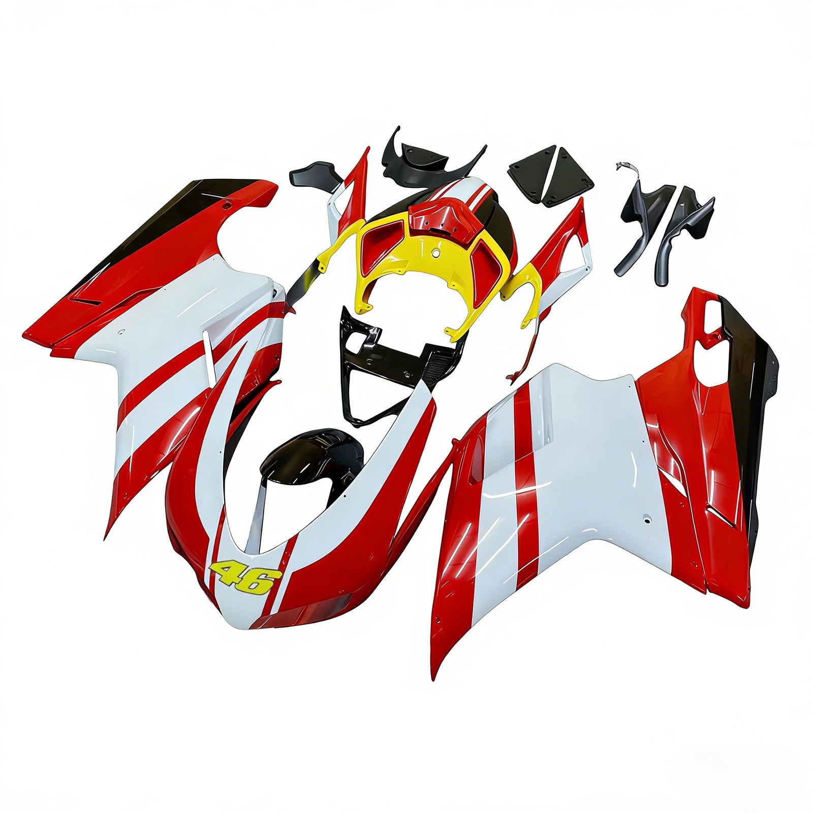 Amotopart Verkleidungsset für alle Baujahre Ducati 1098 1198 848, glänzend rot-weiß