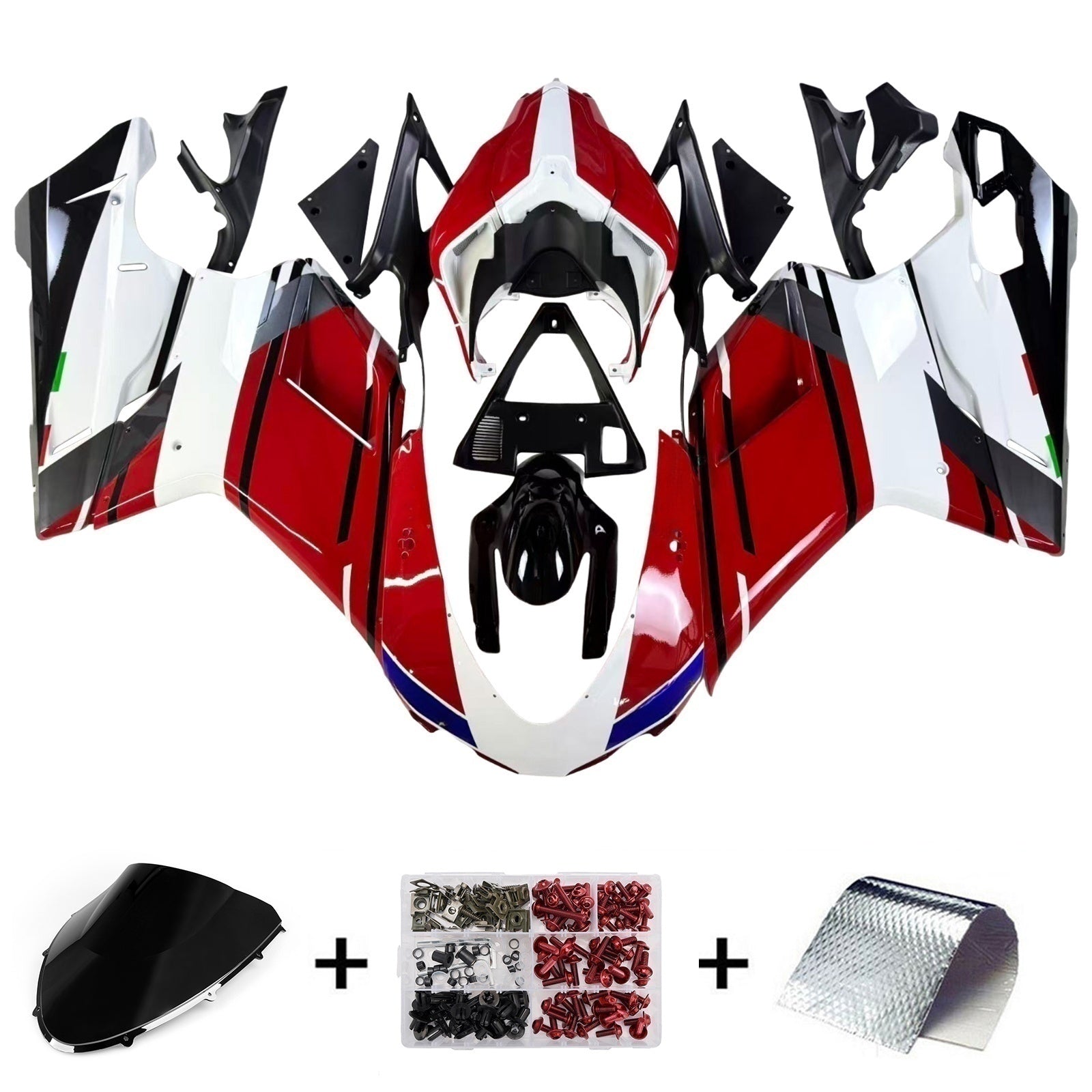 Amotopart All Years Ducati 1098/1198/848 Black Red Fairing Kit
