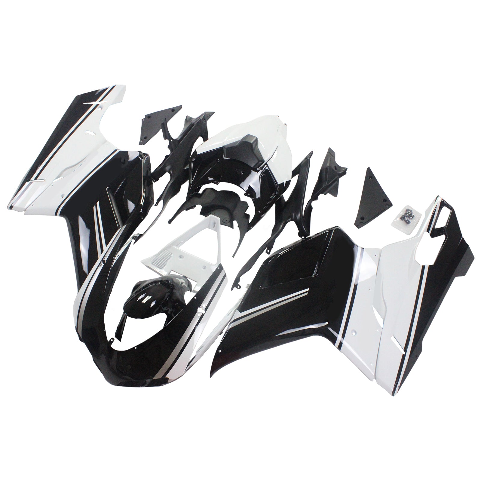 Amotopart Ducati All Years 1098/1198/848 Black Mix White Fairing Kit