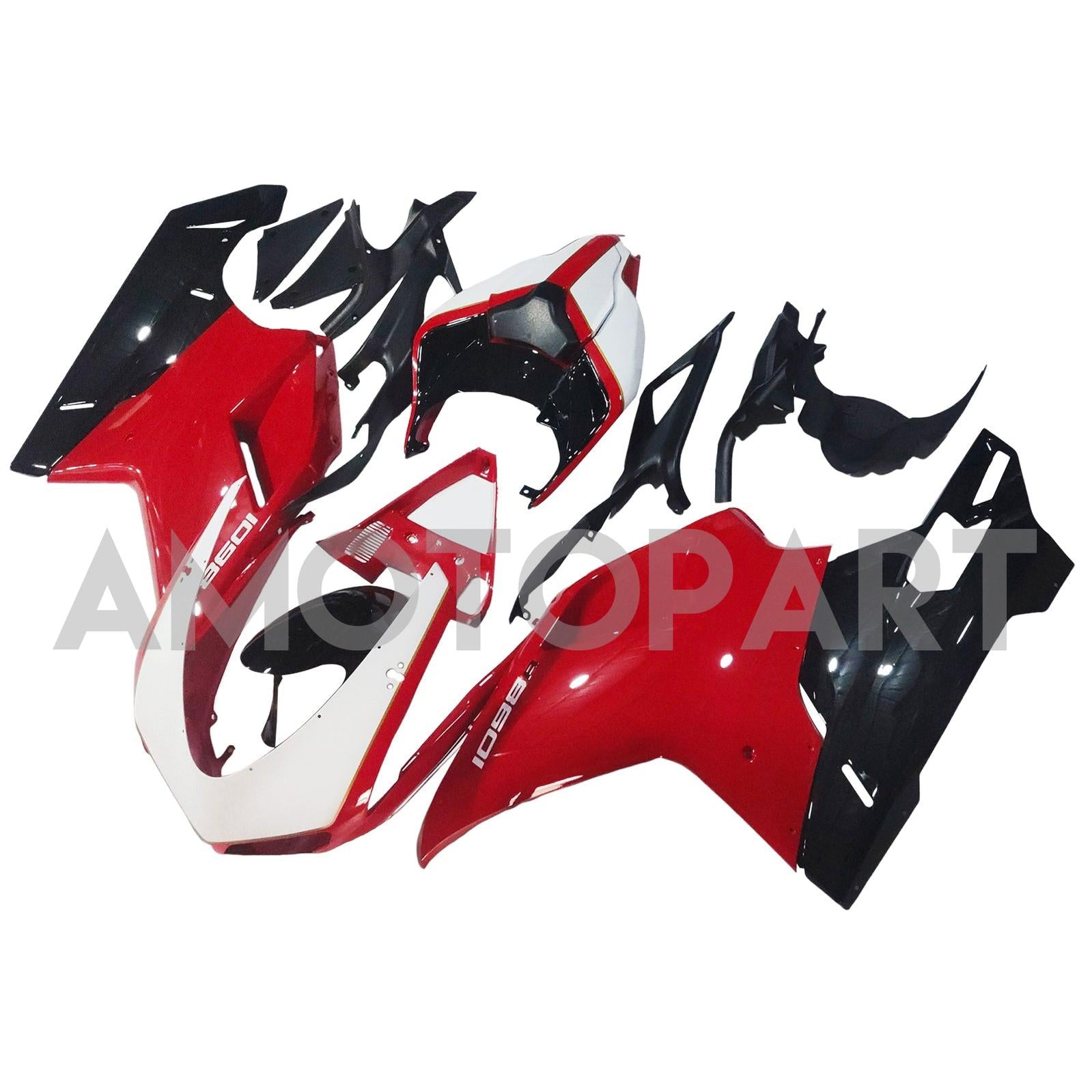 Amotopart Ducati alla år 1098/1198/848 Black Red Fairing Kit